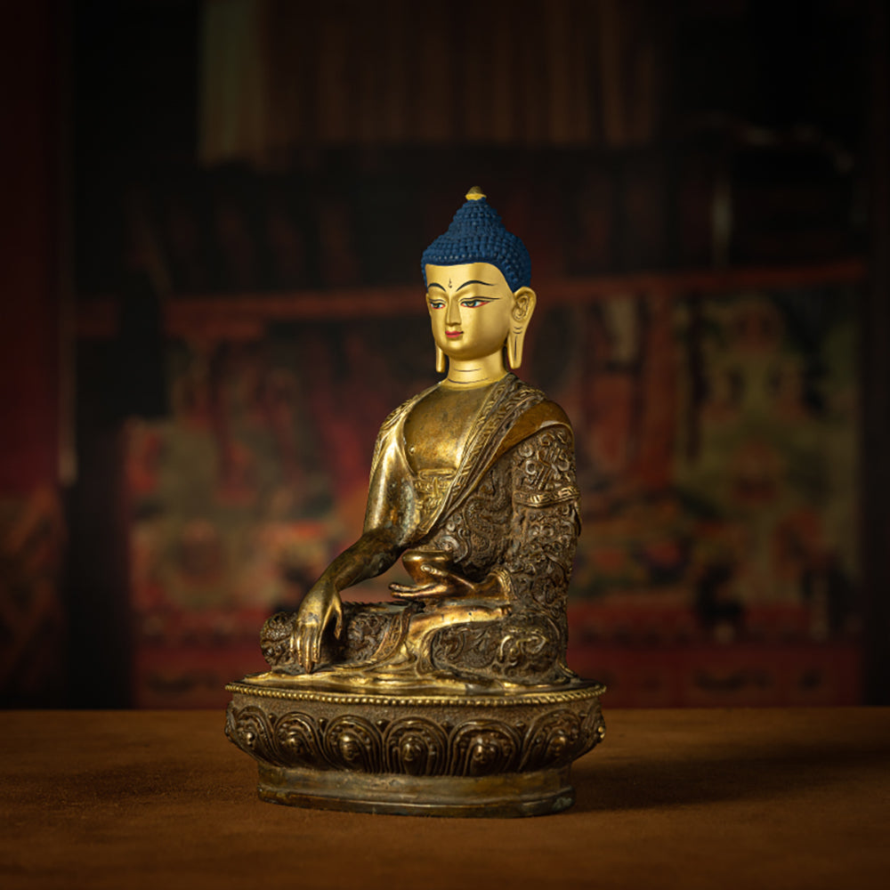 EastKarma ANTIQUE BRONZE SHAKYAMUNI BUDDHA STATUE - TIMELESS SERENITY