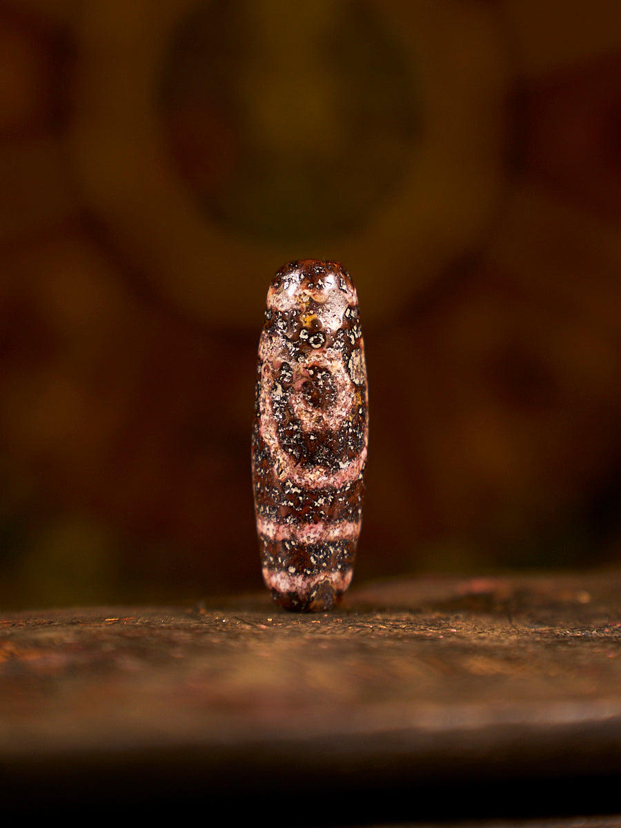 EastKarma TIBETAN ZHANGZHUNG ERA TWO-EYED WISH-FULFILLING AGATE DZI BEAD