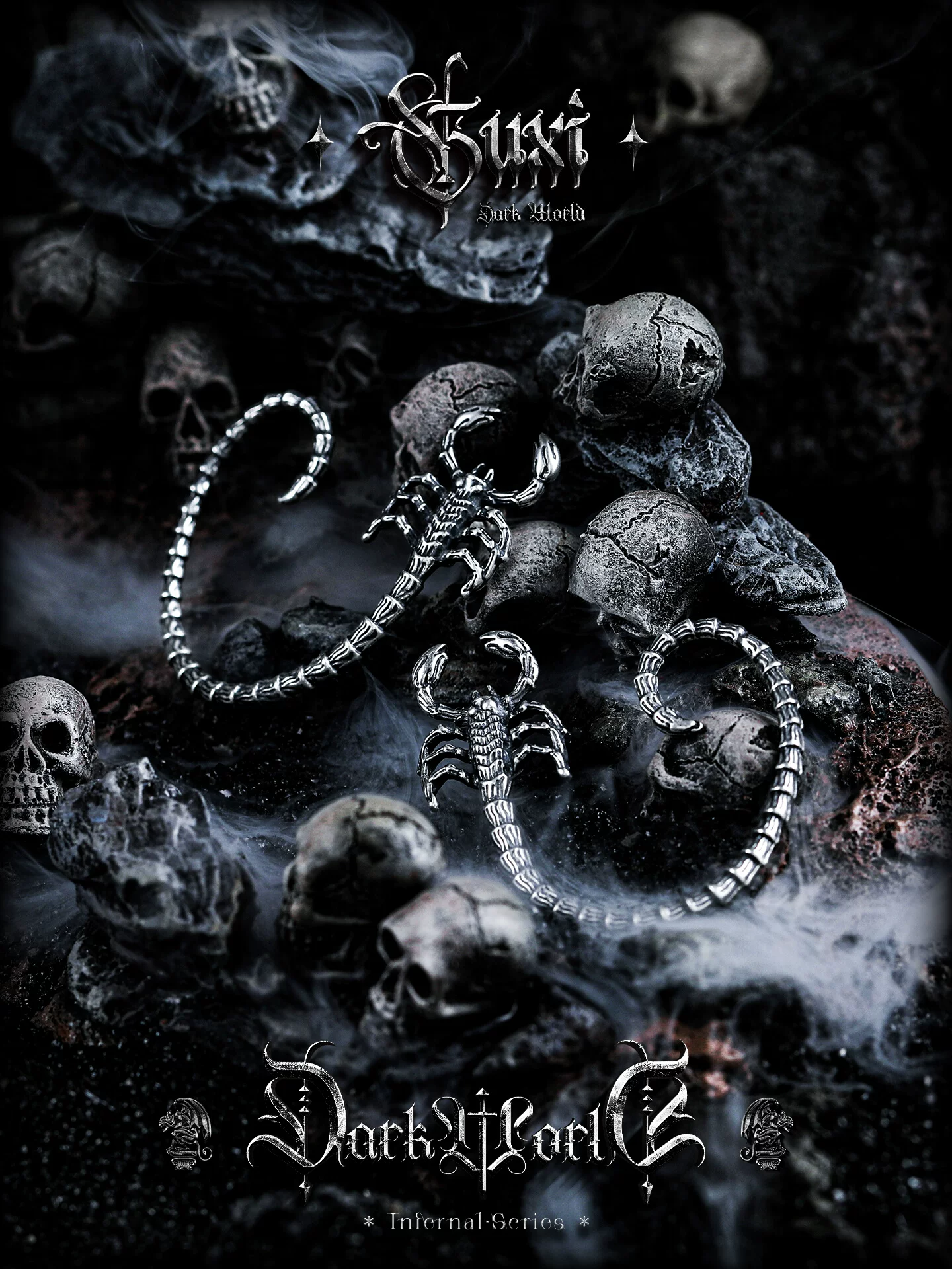 GUXI【影魂】欧美朋克925银耳钉男暗黑蝎子耳挂小众个性复古饰品