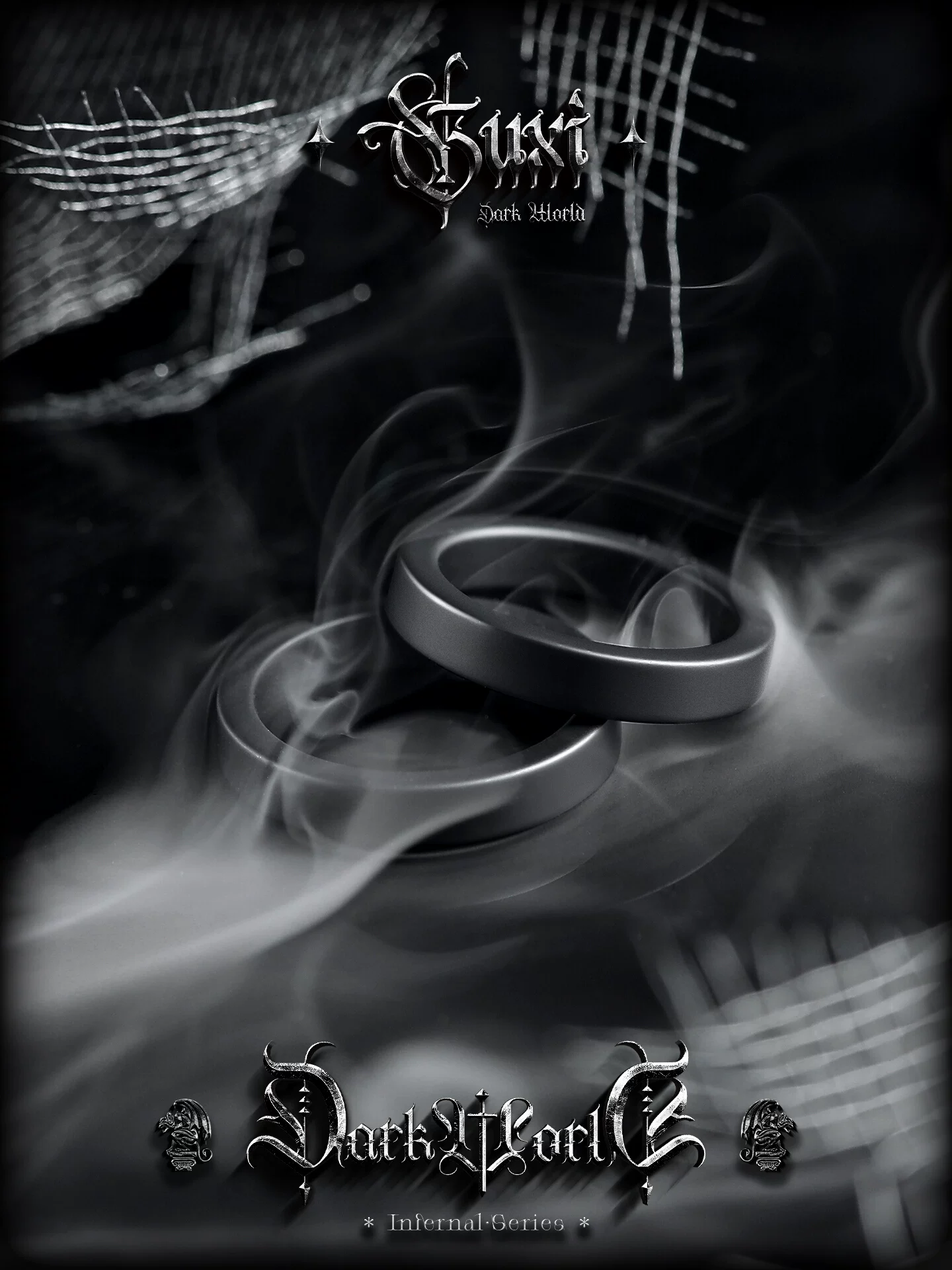 GUXI【天幕】磨砂陶瓷戒指男潮极简个性雾面黑色素圈百搭基础指环