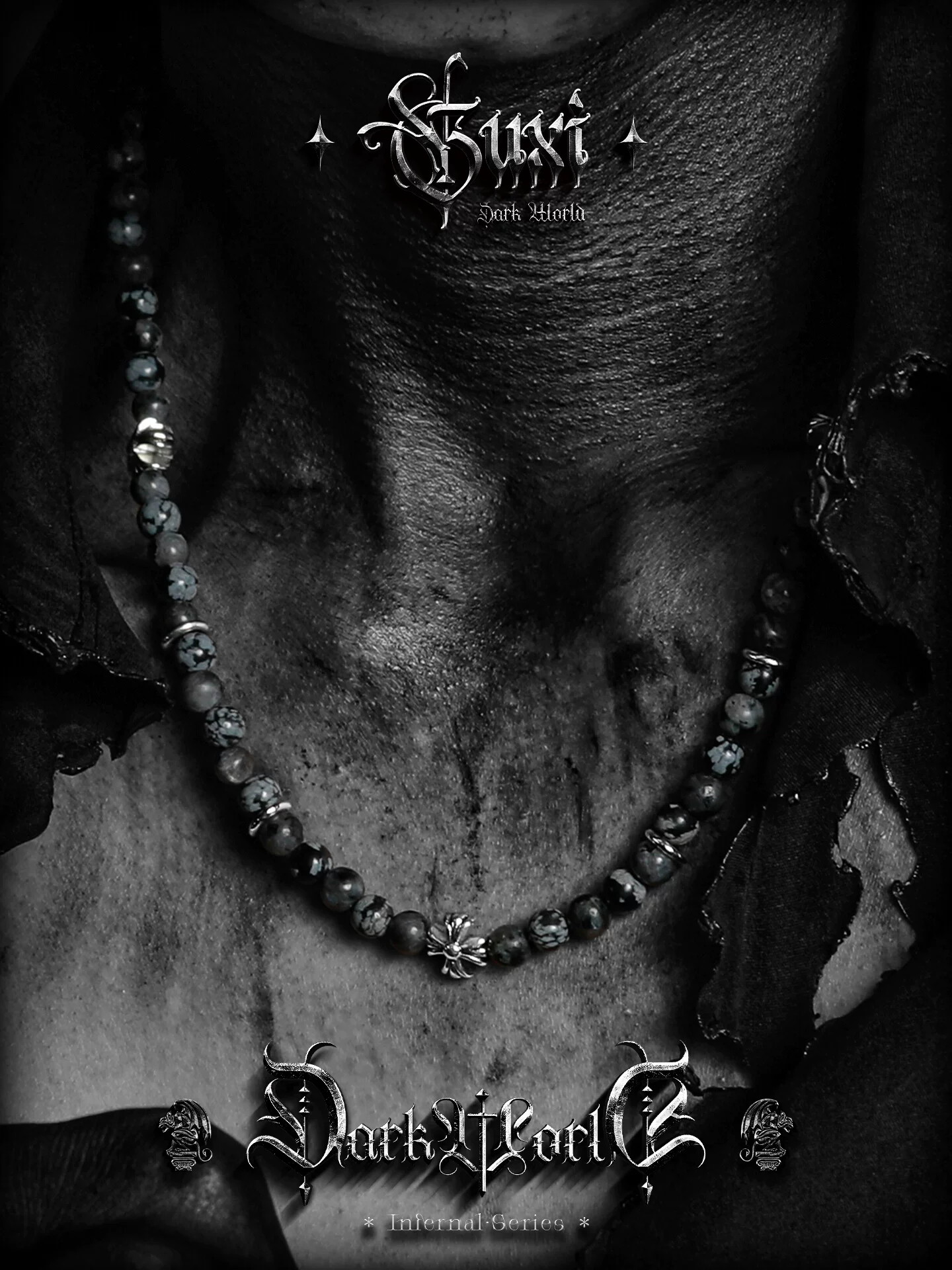 GUXI【幻灭】原创复古串珠项链男潮高级感小众设计锁骨链简约饰品