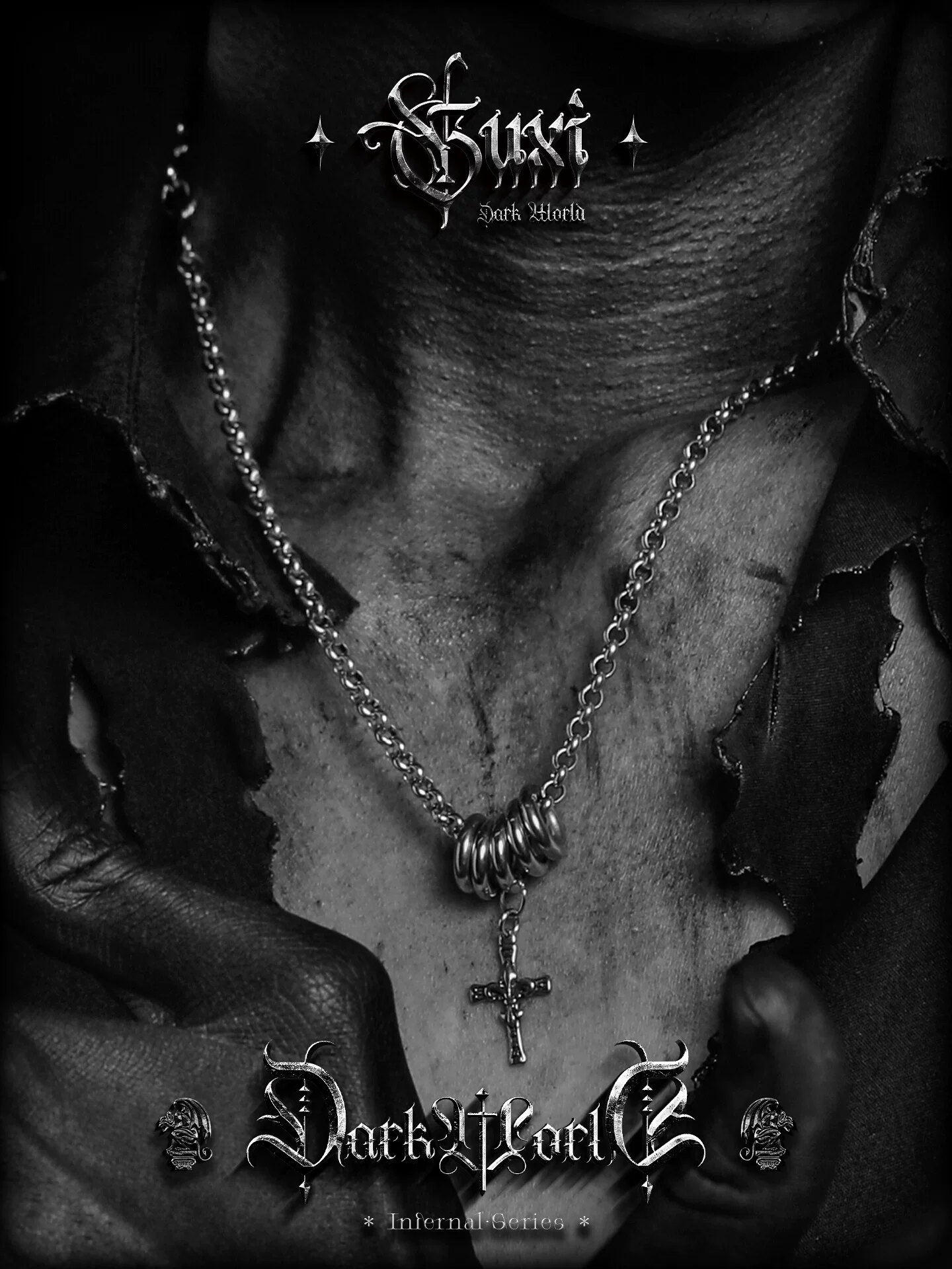 GUXI【寂寥】小众十字架项链男生设计感小众潮牌百搭吊坠钛钢饰品