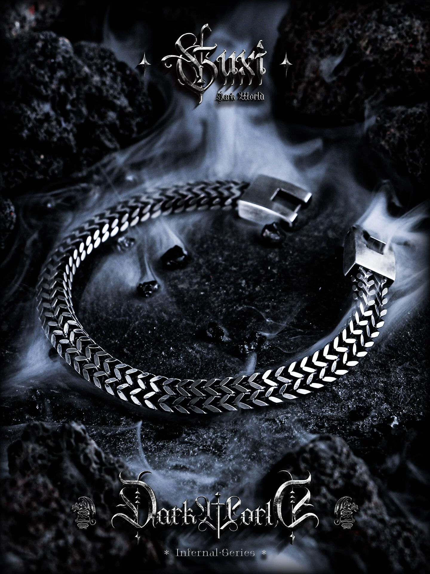 GUXI【启示】冷淡风小众设计手链男潮钛钢嘻哈简约手饰双层古巴链