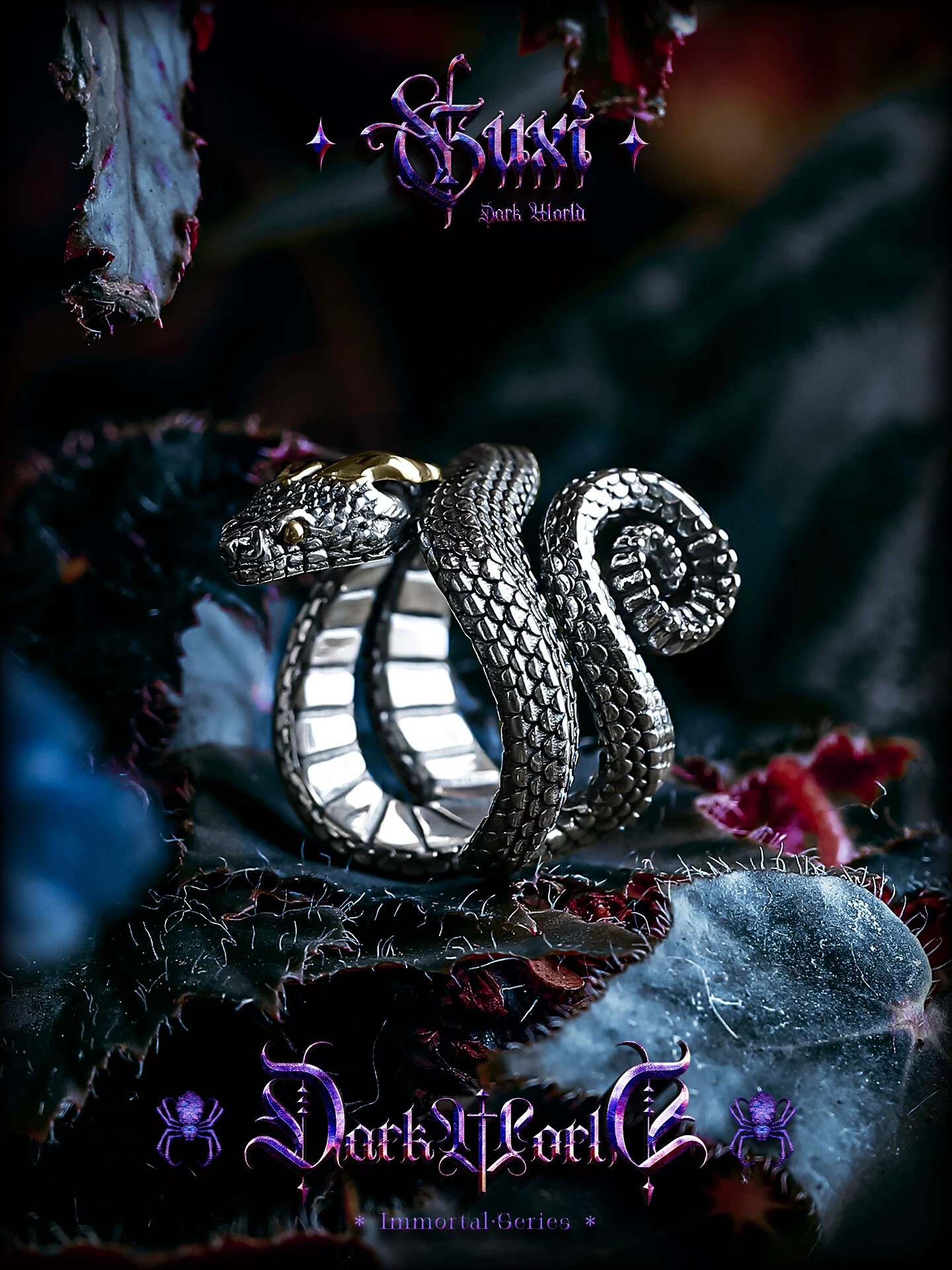 GUXI【灵蛇】原创s925银戒指男高级感复古小众设计个性食指环礼物