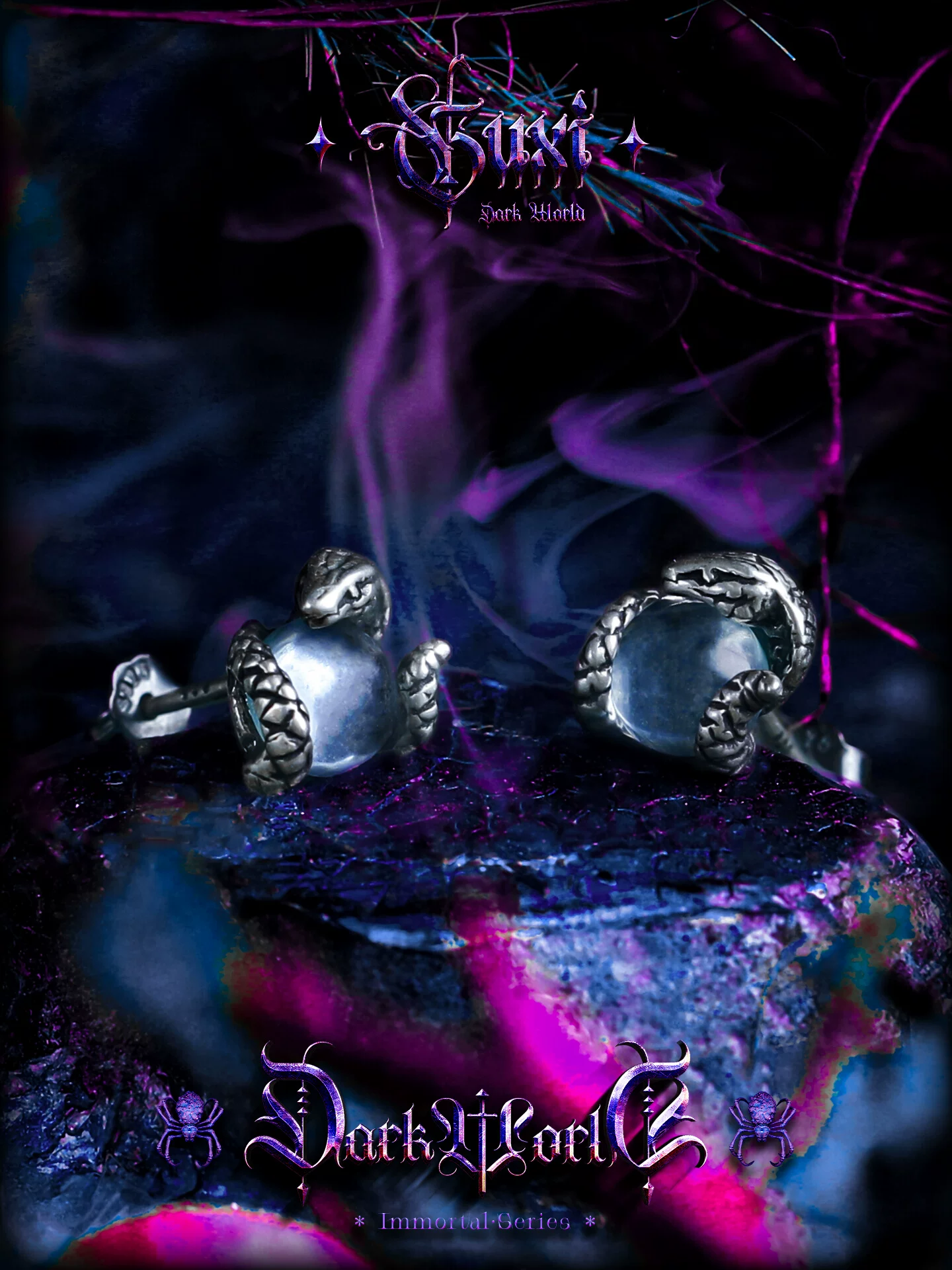 GUXI【蛇之瞳】暗黑风925银耳钉男士复古小众单只养耳洞耳饰个性