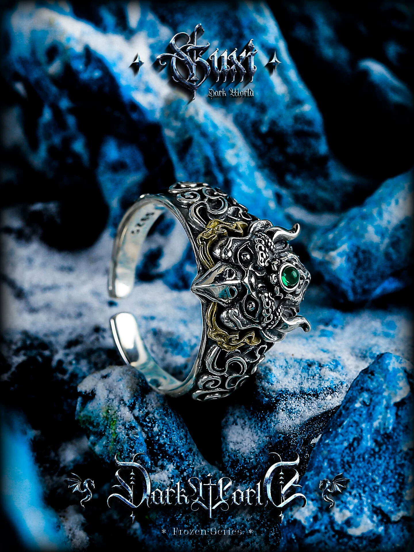 GUXI【凌霄】s925银戒指男国潮大鹏鸟祥云纹时尚复古指环小众饰品