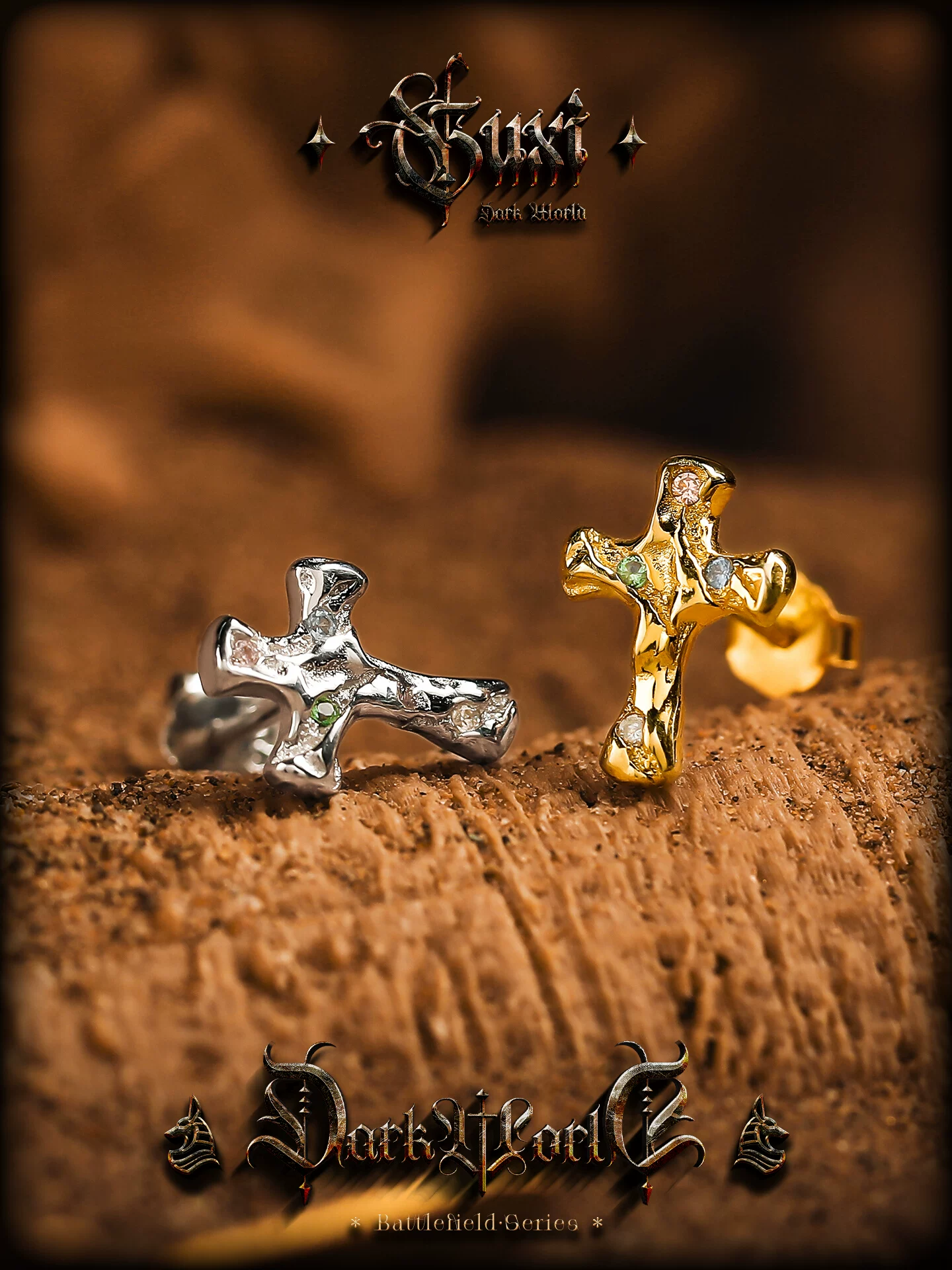 GUXI【光曜】小众十字架银耳钉男养耳洞百搭冷淡风耳饰女简约饰品