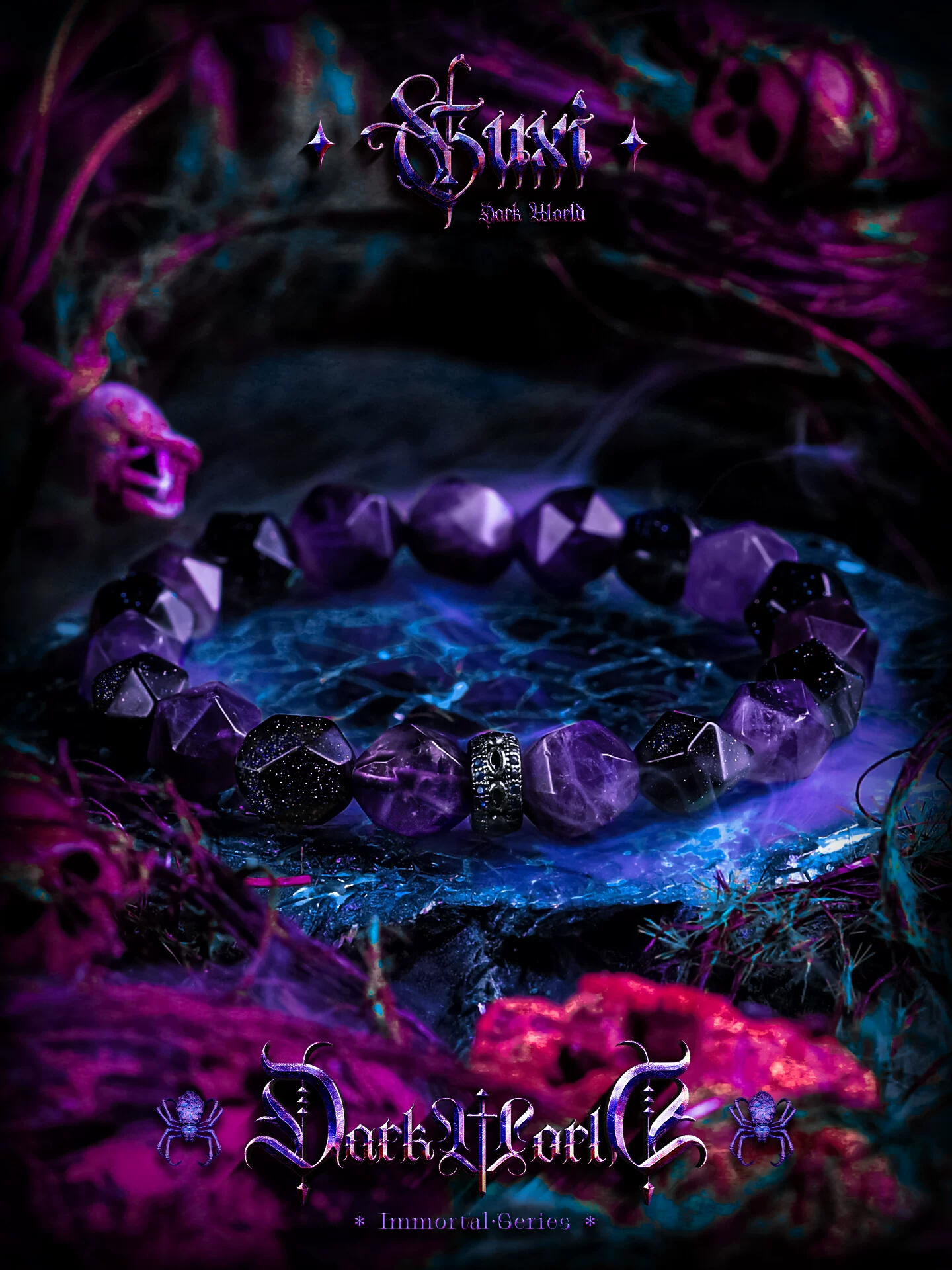 GUXI【奥秘】天然紫水晶手链男高级感复古情侣手串送男友生日礼物