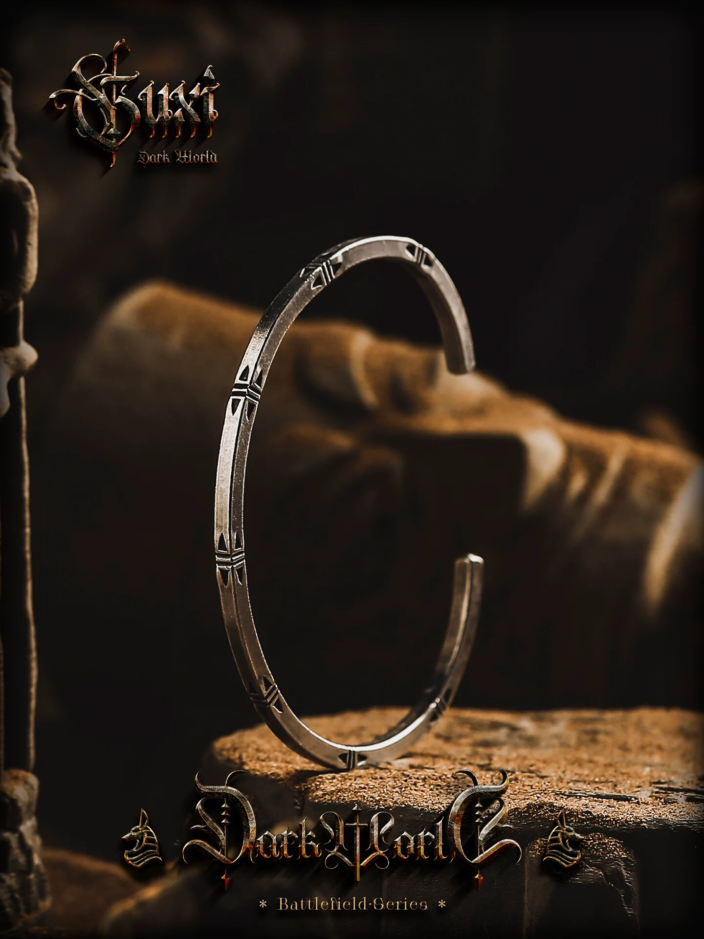 GUXI【循迹】复古925银细手镯男士高级感方形手环送男友生日礼物