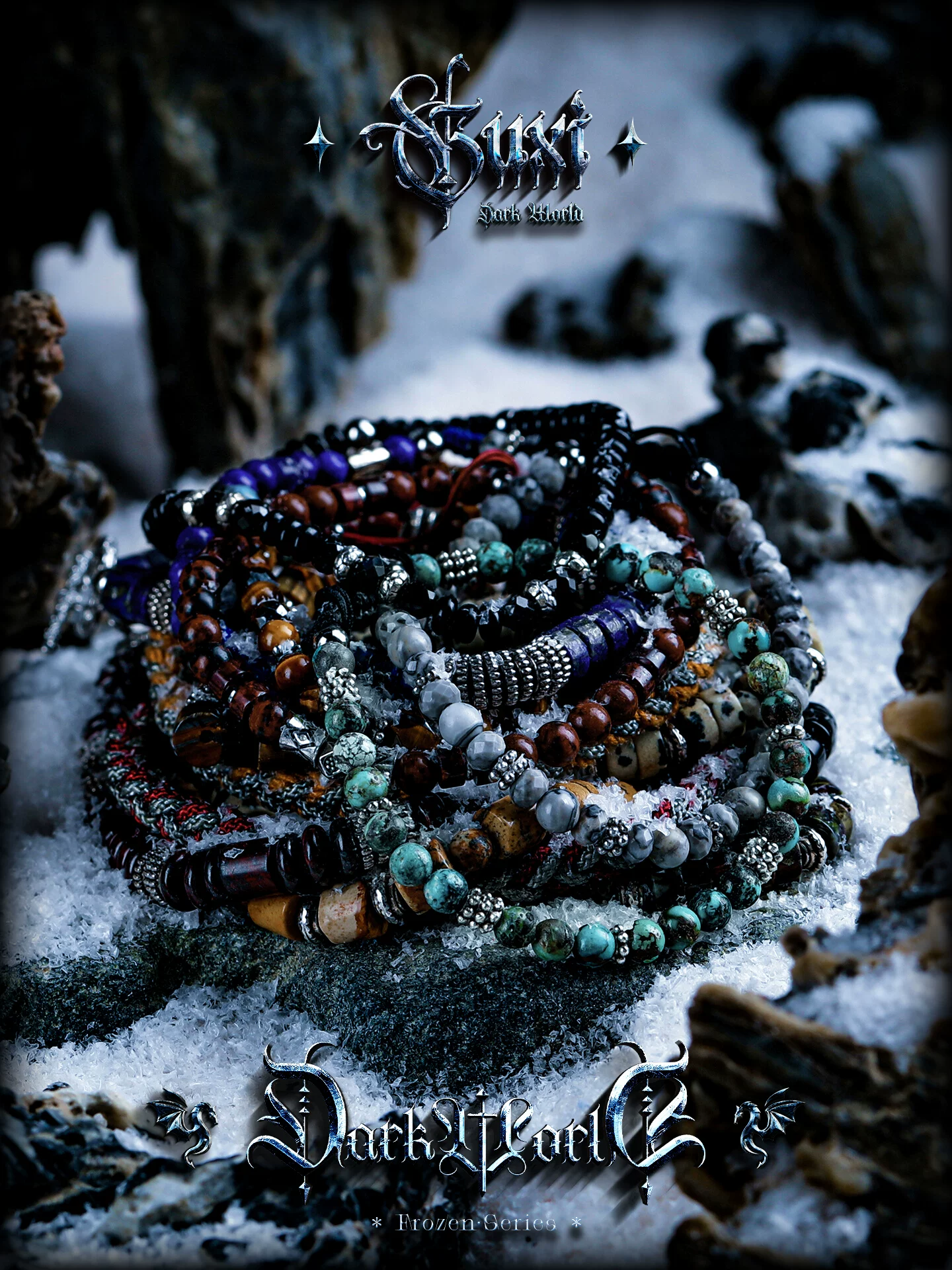 GUXI【万象】天然宝石手链男情侣手串珠复古编织手绳小众新年礼物