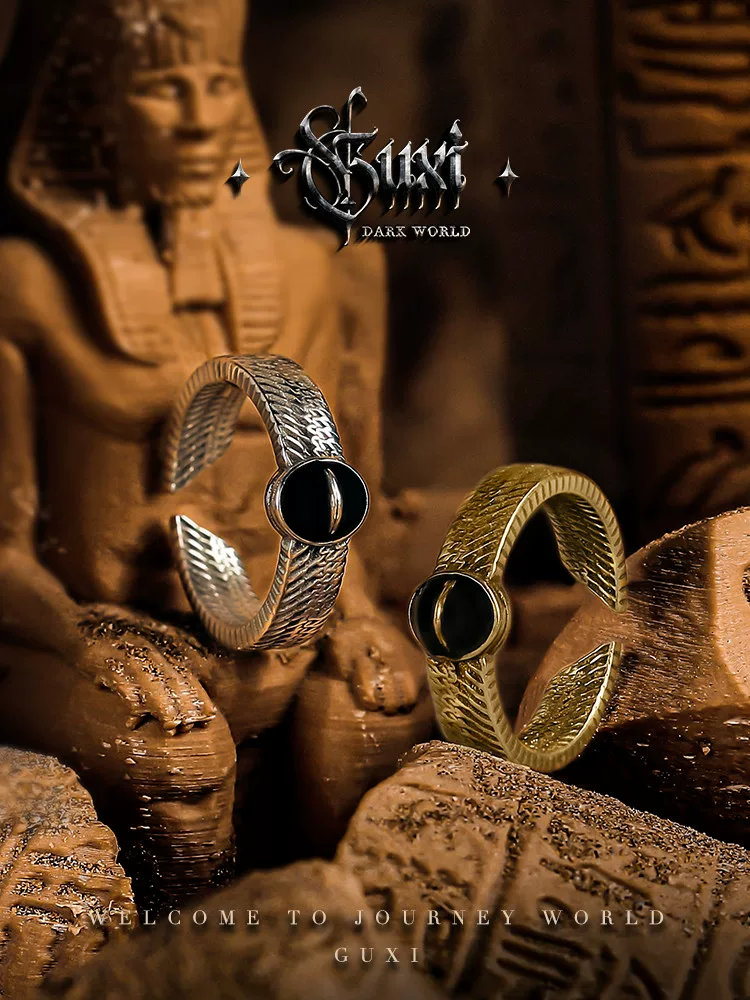 GUXI【辉煌】小众设计925银戒指男高级感冷淡风复古双色情侣指环