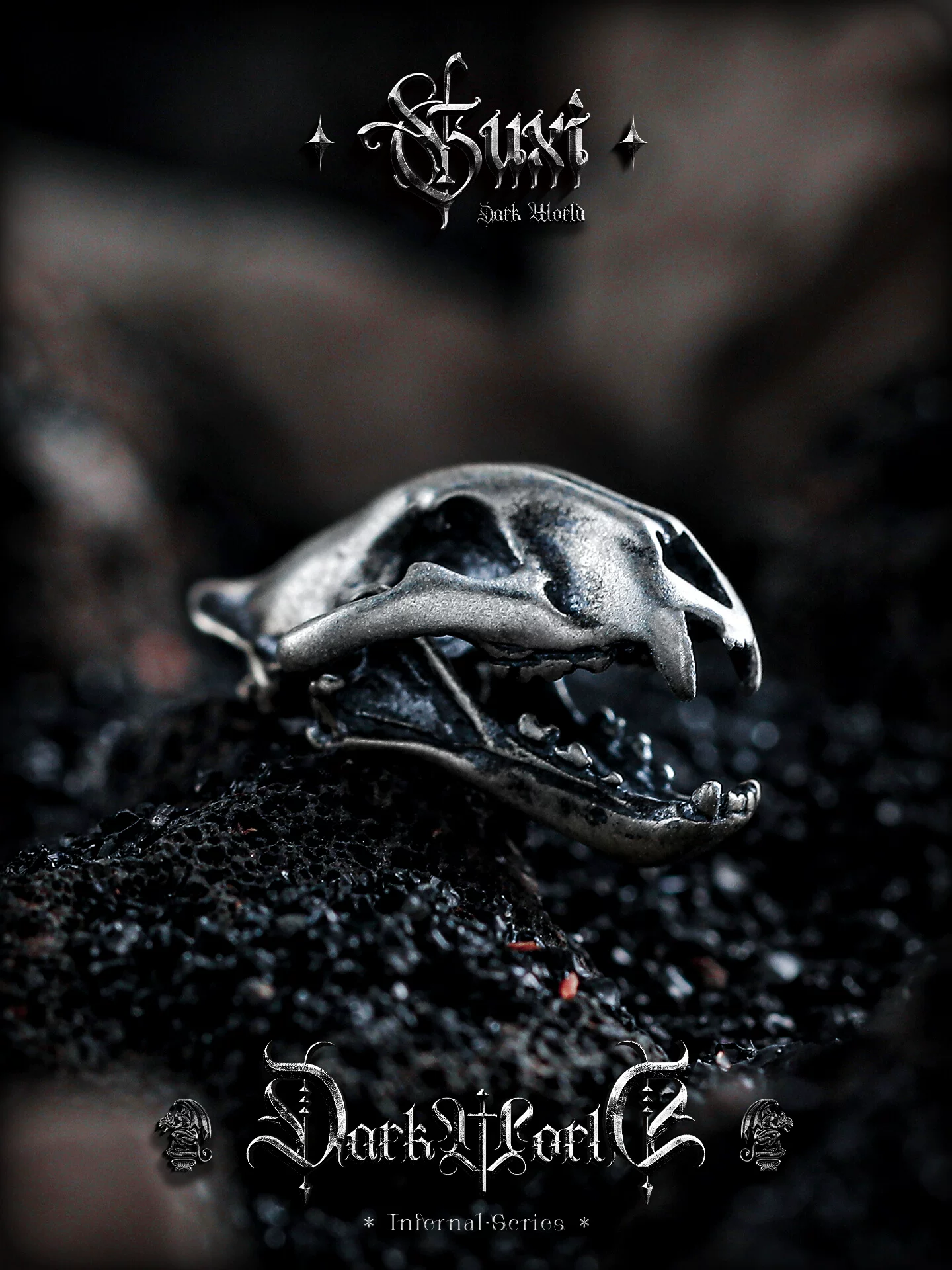 GUXI【骸骨】暗黑风个性925银耳钉男高级感养耳洞单只耳饰品小众