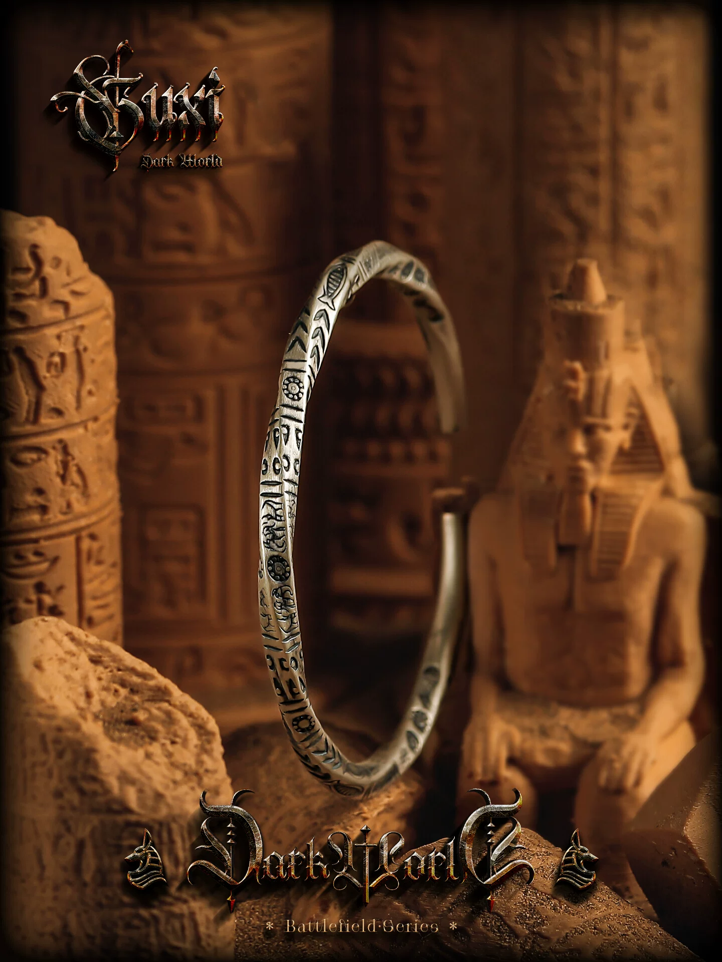 GUXI【虚空】复古小众银手镯男莫比乌斯手环简约百搭银饰生日礼物