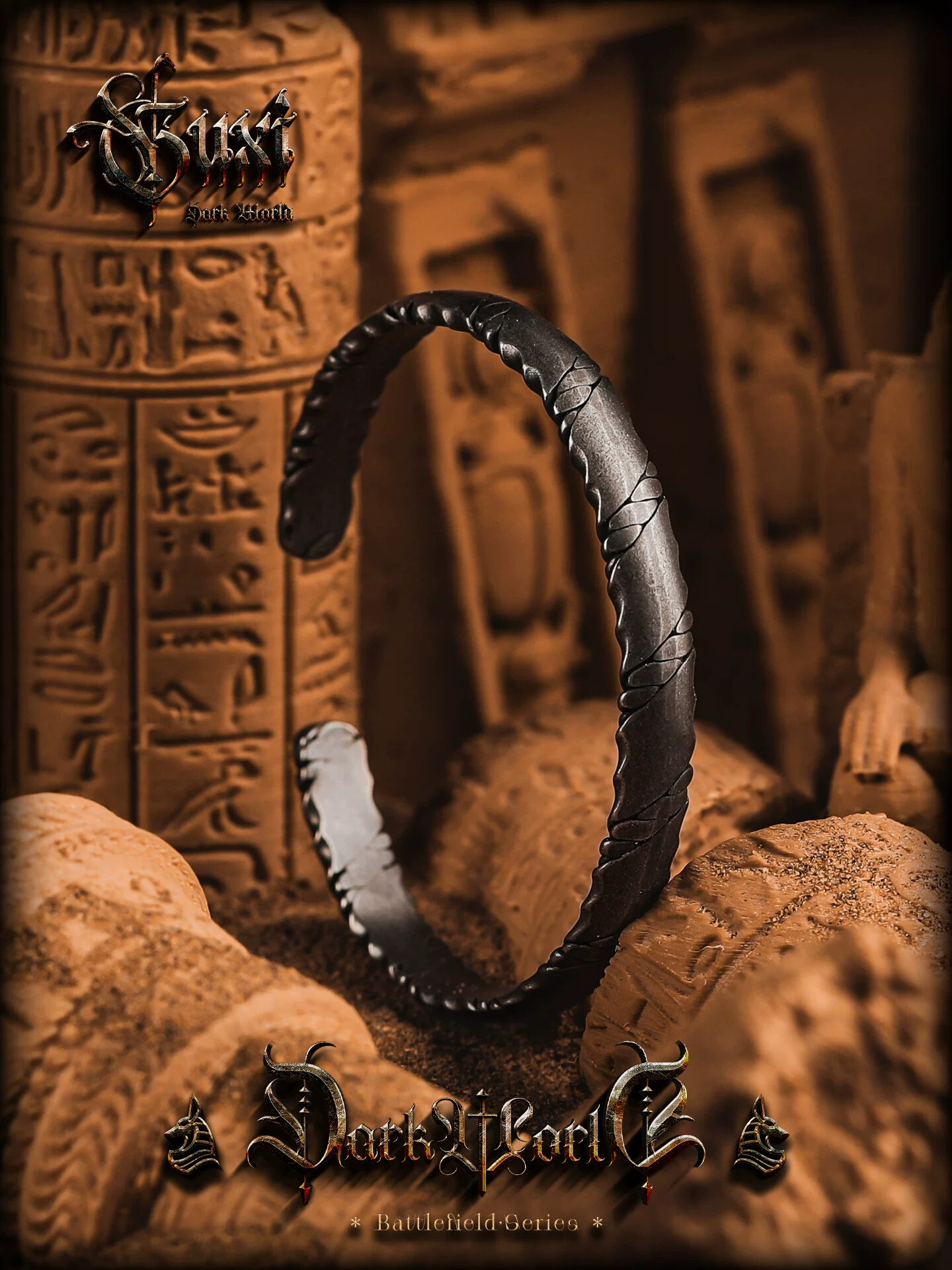 GUXI【裂魂】原创复古做旧裂纹手镯男钛钢手环小众高级感百搭送礼