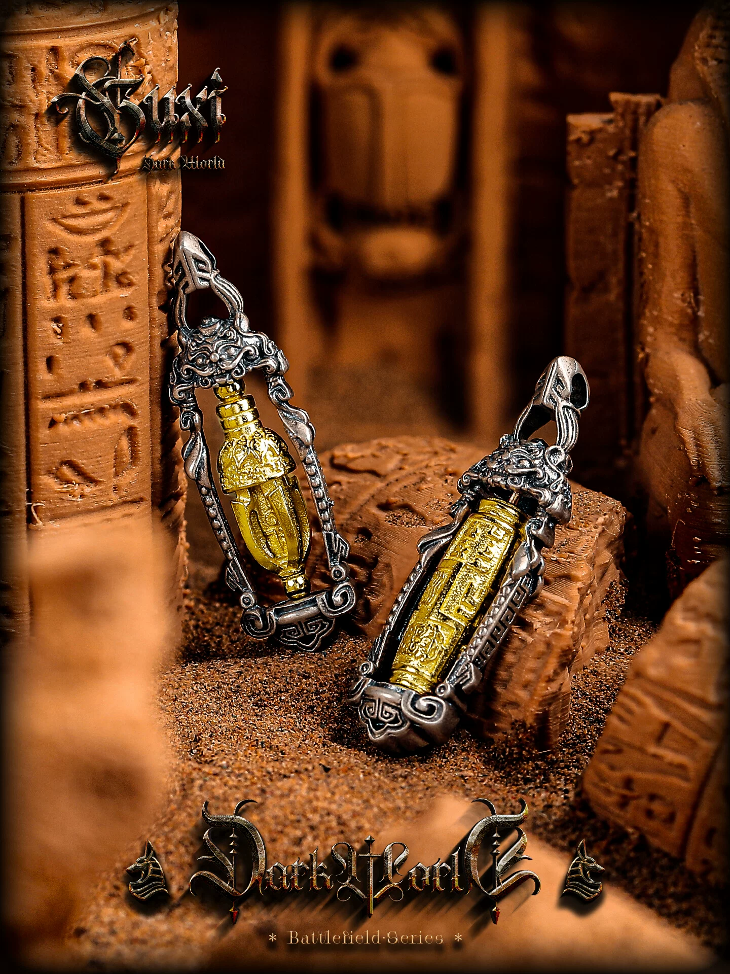 GUXI【万境】藏式925银吊坠男高级感复古六字真言金刚杵项链礼物