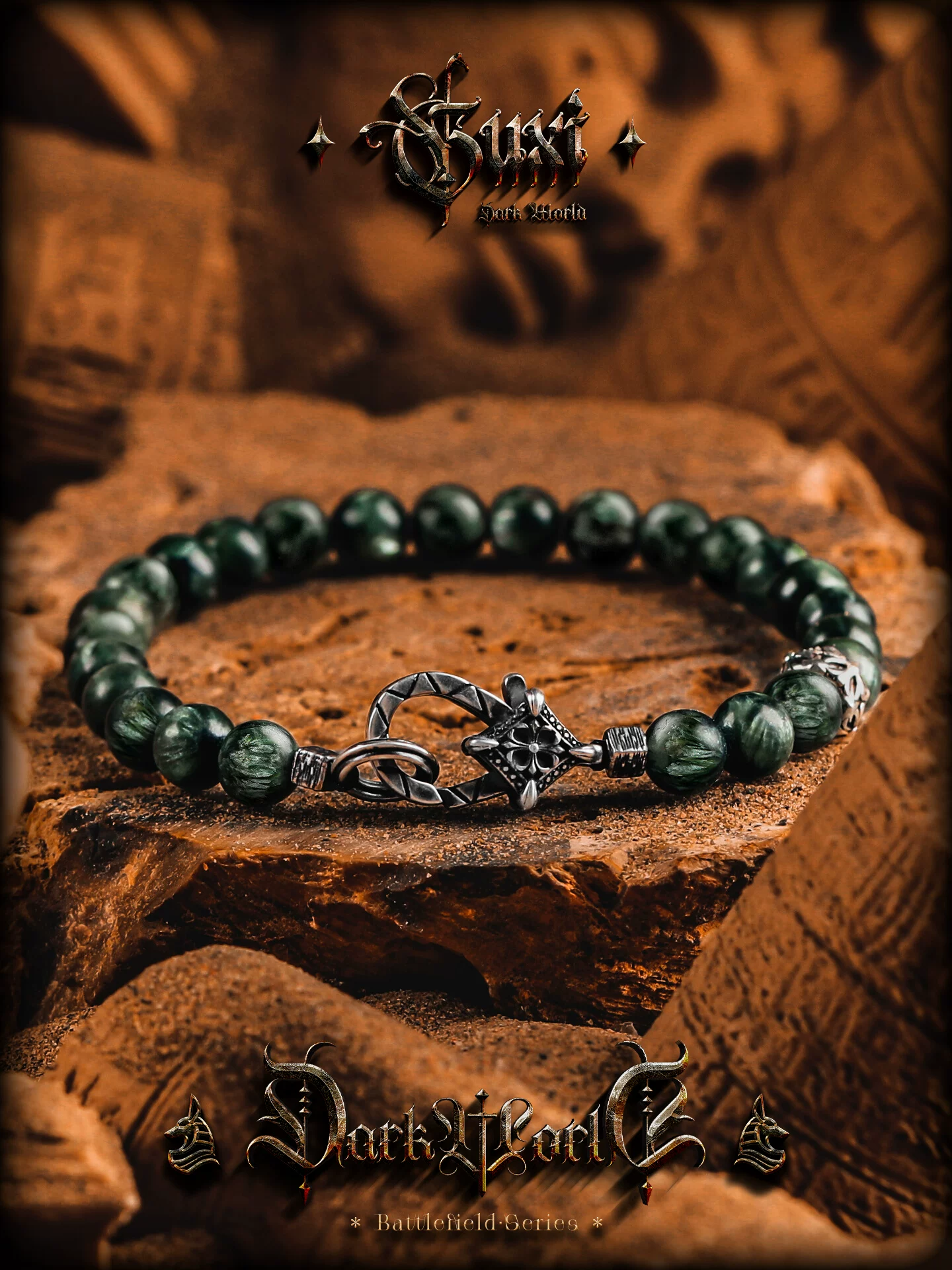 GUXI【静谧】天然绿龙晶手链男高级感手串珠小众轻奢生日礼物复古