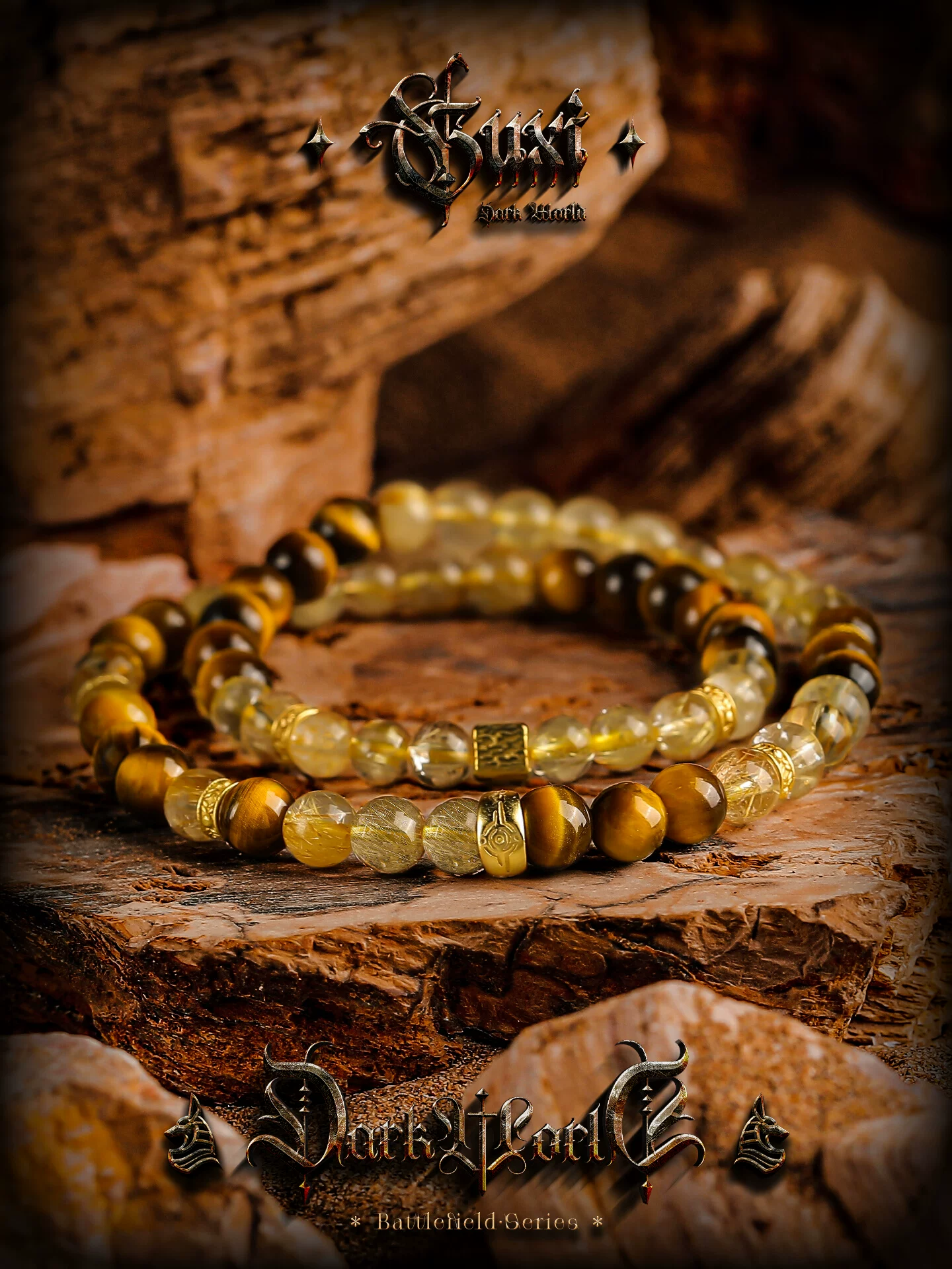 GUXI【光魄】天然金发晶手链男虎眼石手串高级感复古水晶小众叠戴