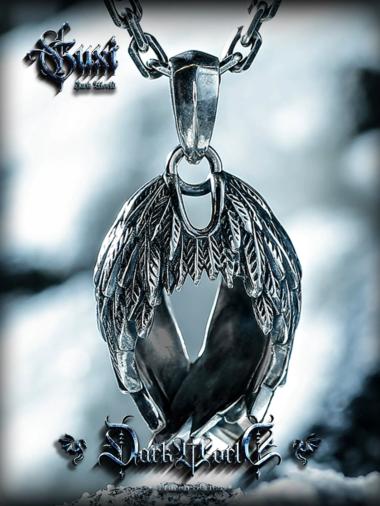 GUXI【穿越】小众复古925银羽毛吊坠男项链高级感送男友生日礼物