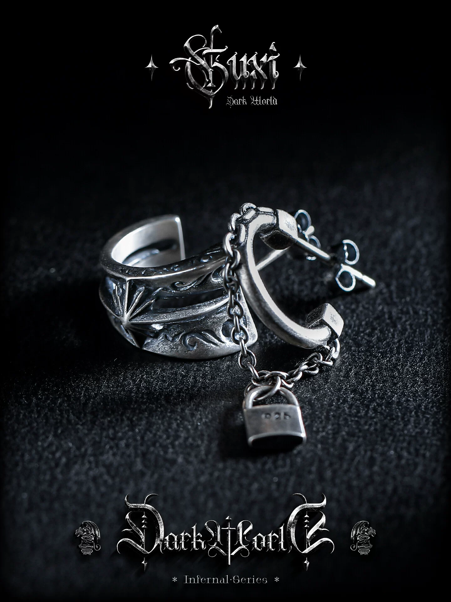 GUXI【羁绊】欧美925银耳钉男士高级感 个性简约养耳洞女耳饰单只