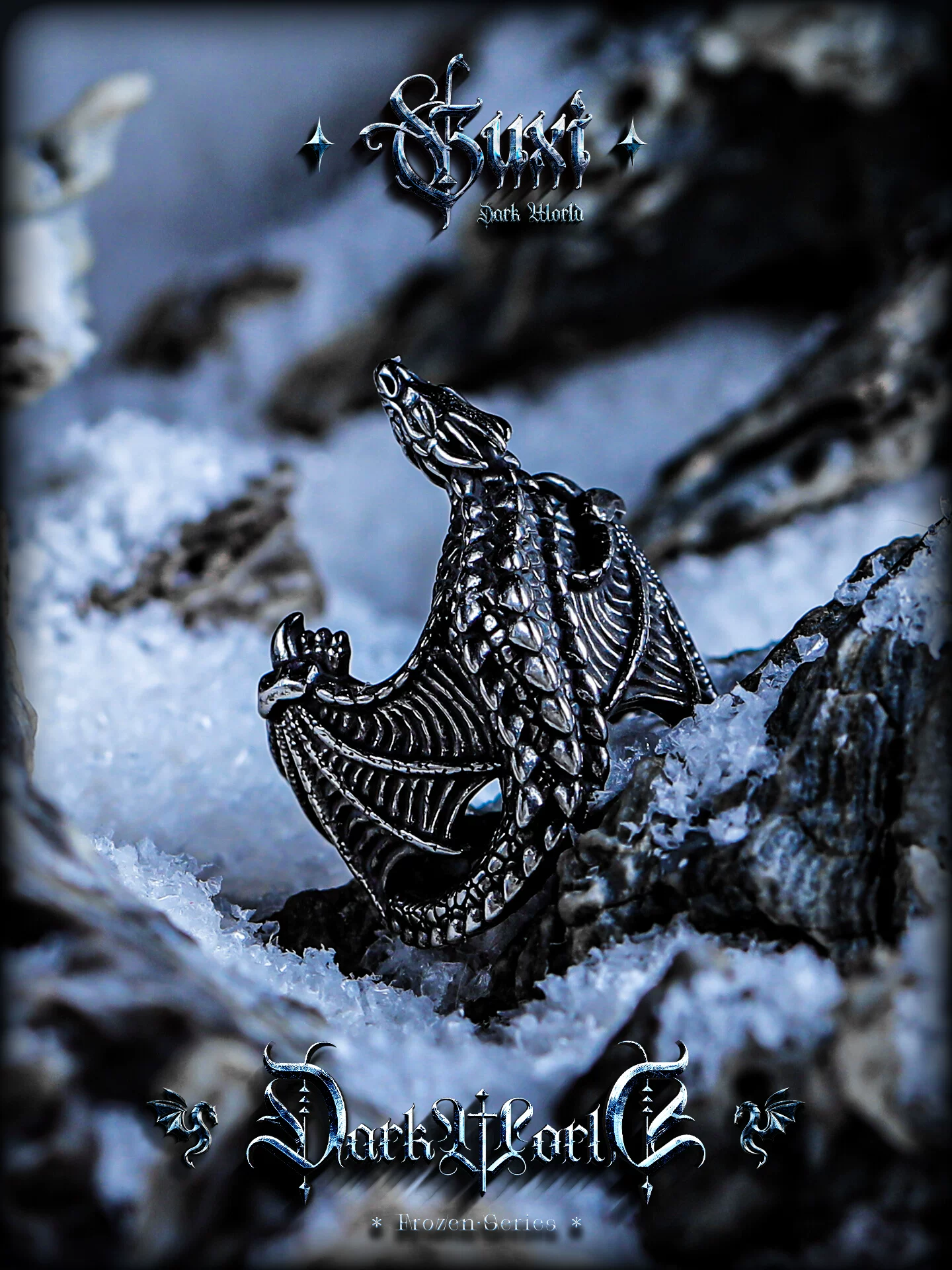 GUXI【翼龙】欧美朋克戒指男高级感复古小众设计个性钛钢指环饰品