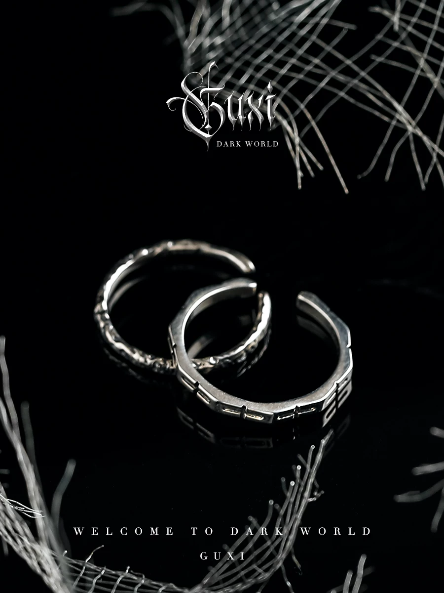 GUXI【记忆】冷淡风925银戒指男生小众高级感指环女叠戴饰品简约