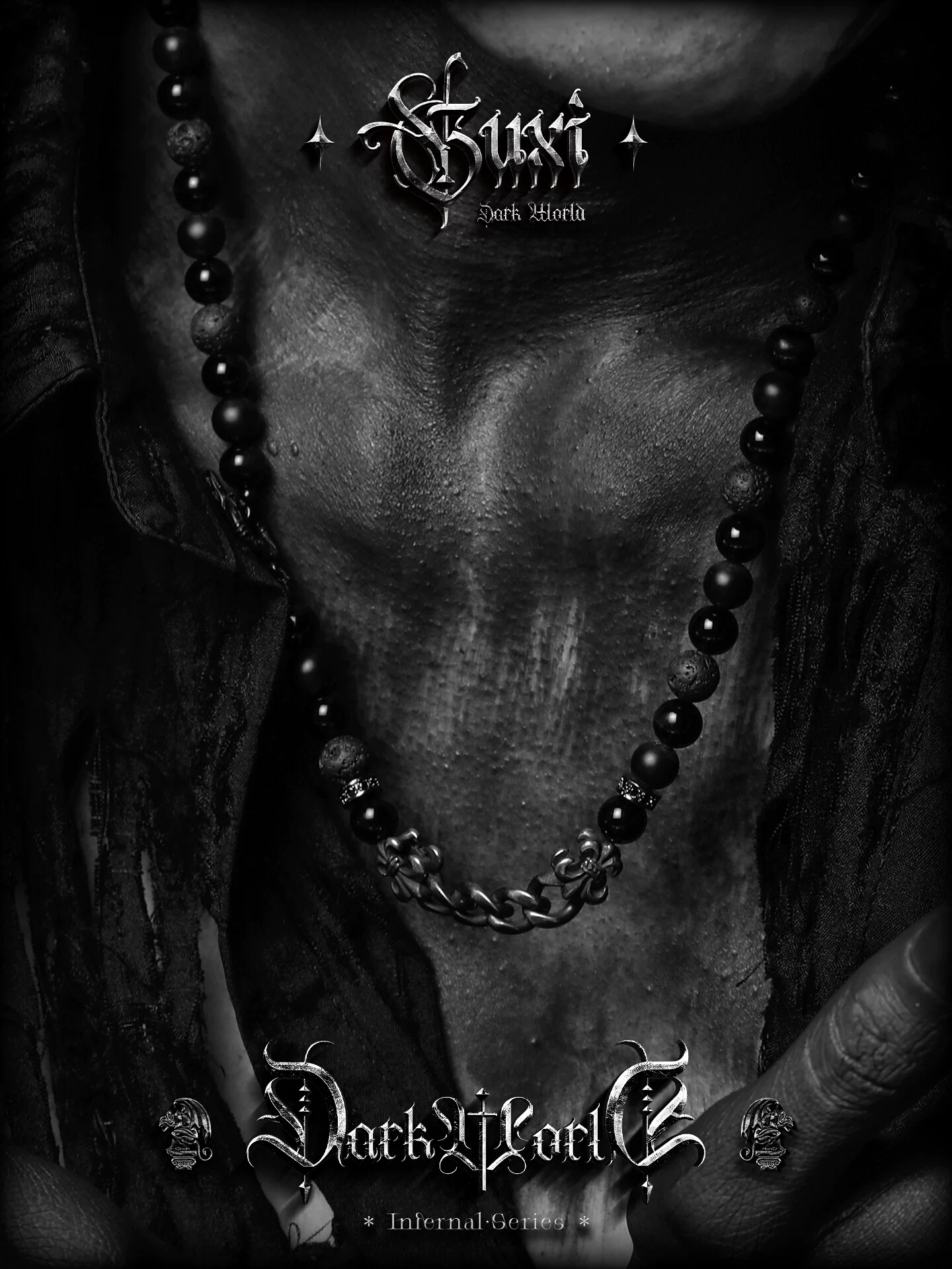 GUXI【守望者】复古小众黑曜石串珠项链男生小众毛衣链送男友礼物