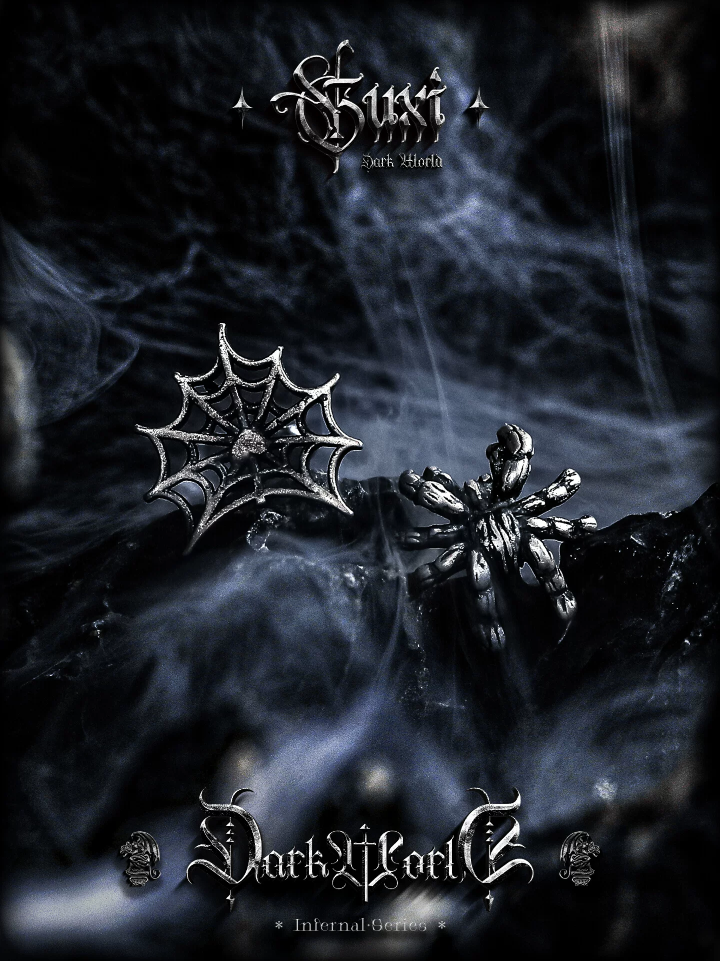 GUXI【侵蚀】暗黑风复古925银耳钉男生小众设计个性情侣耳饰朋克