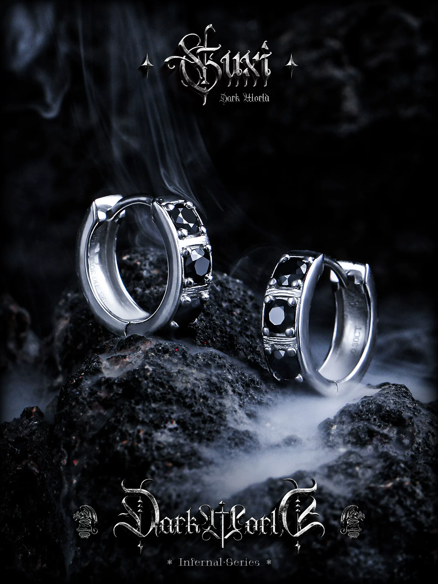 GUXI【寐】925银耳环男士黑色莫桑石钻耳钉高级感小众养耳洞耳饰