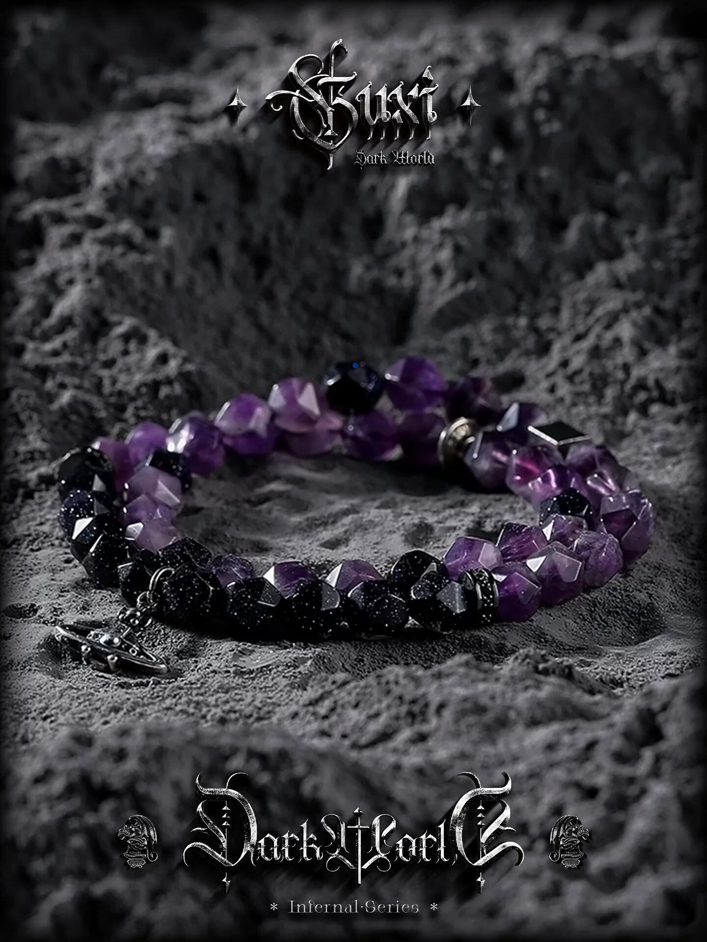 GUXI【时空之旅】原创紫水晶手链男高级感小众珠子手串饰品送男友