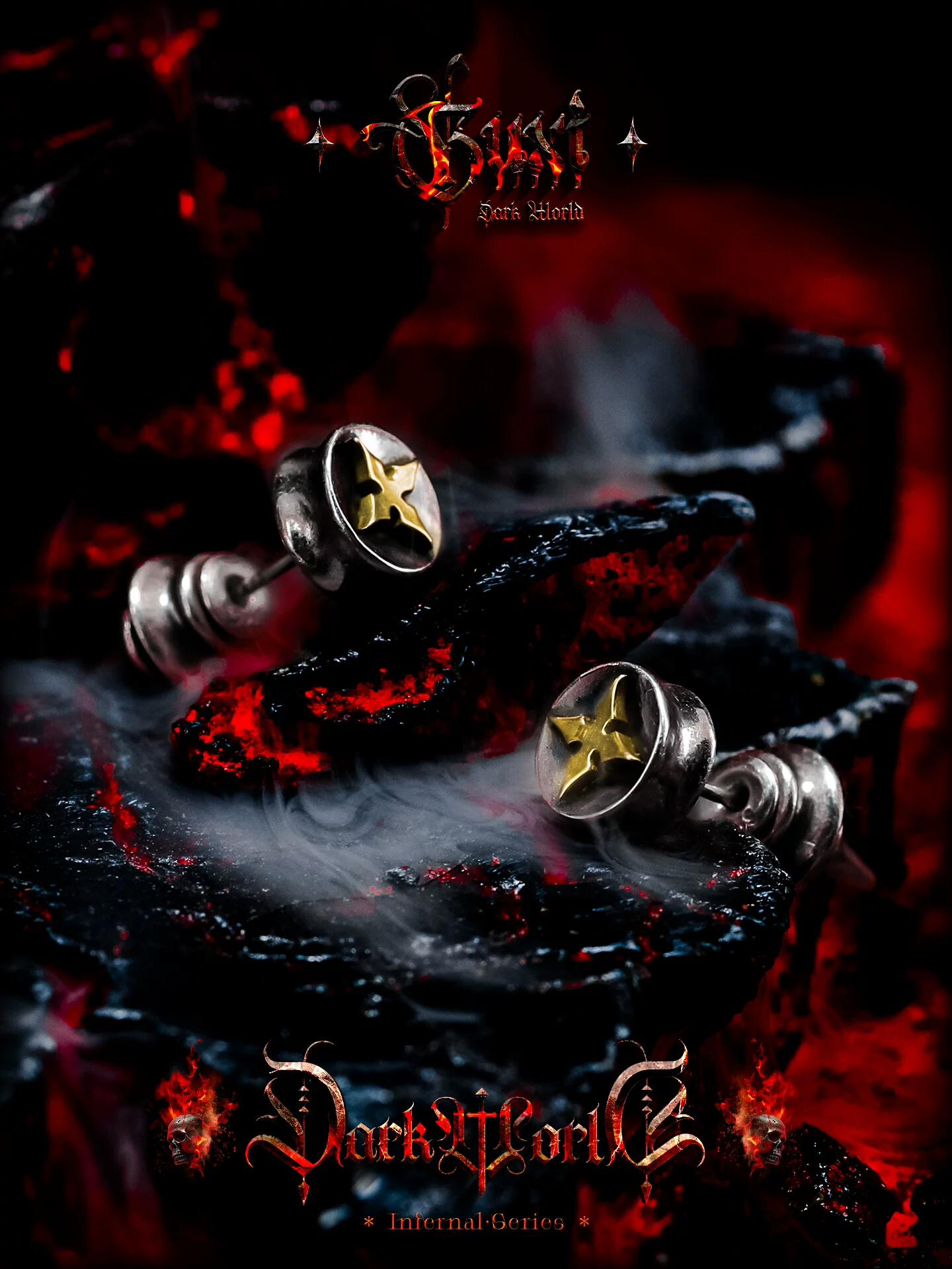 GUXI【影刃】欧美朋克925银耳钉男十字风刃耳饰小众个性复古饰品