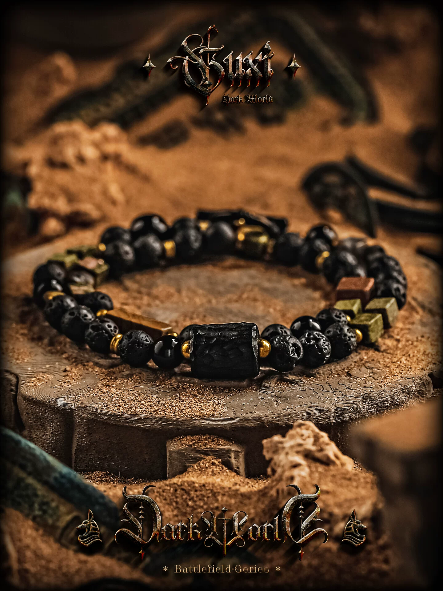 GUXI【复苏】黑曜石手链男生高级感小众火山石手串送男友礼物饰品