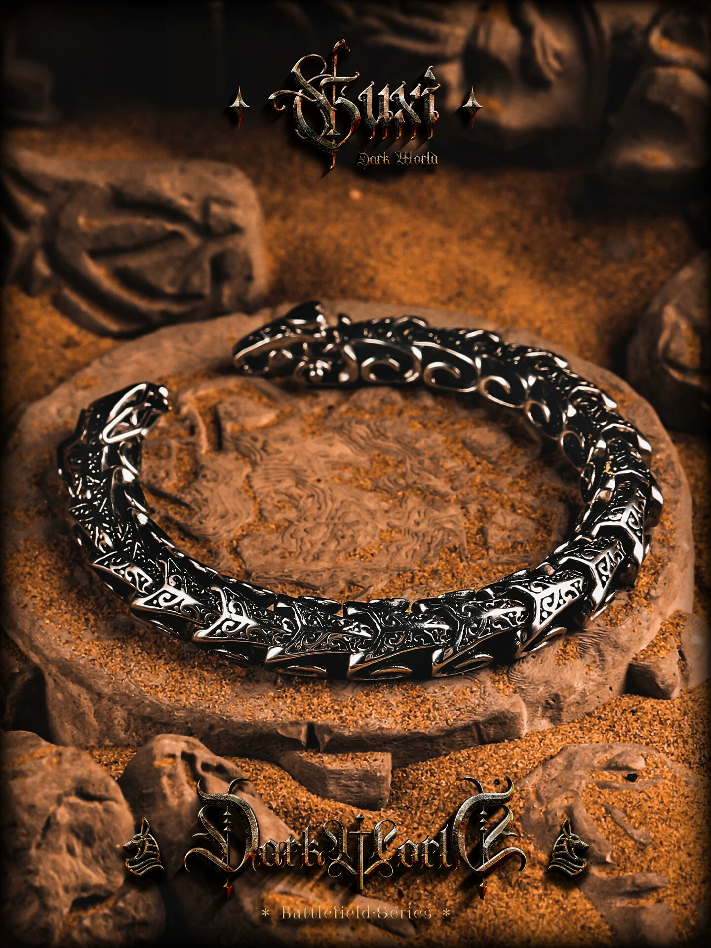 GUXI【焰骨】朋克复古龙骨手链男高级感摇滚时尚饰品个性生日礼物