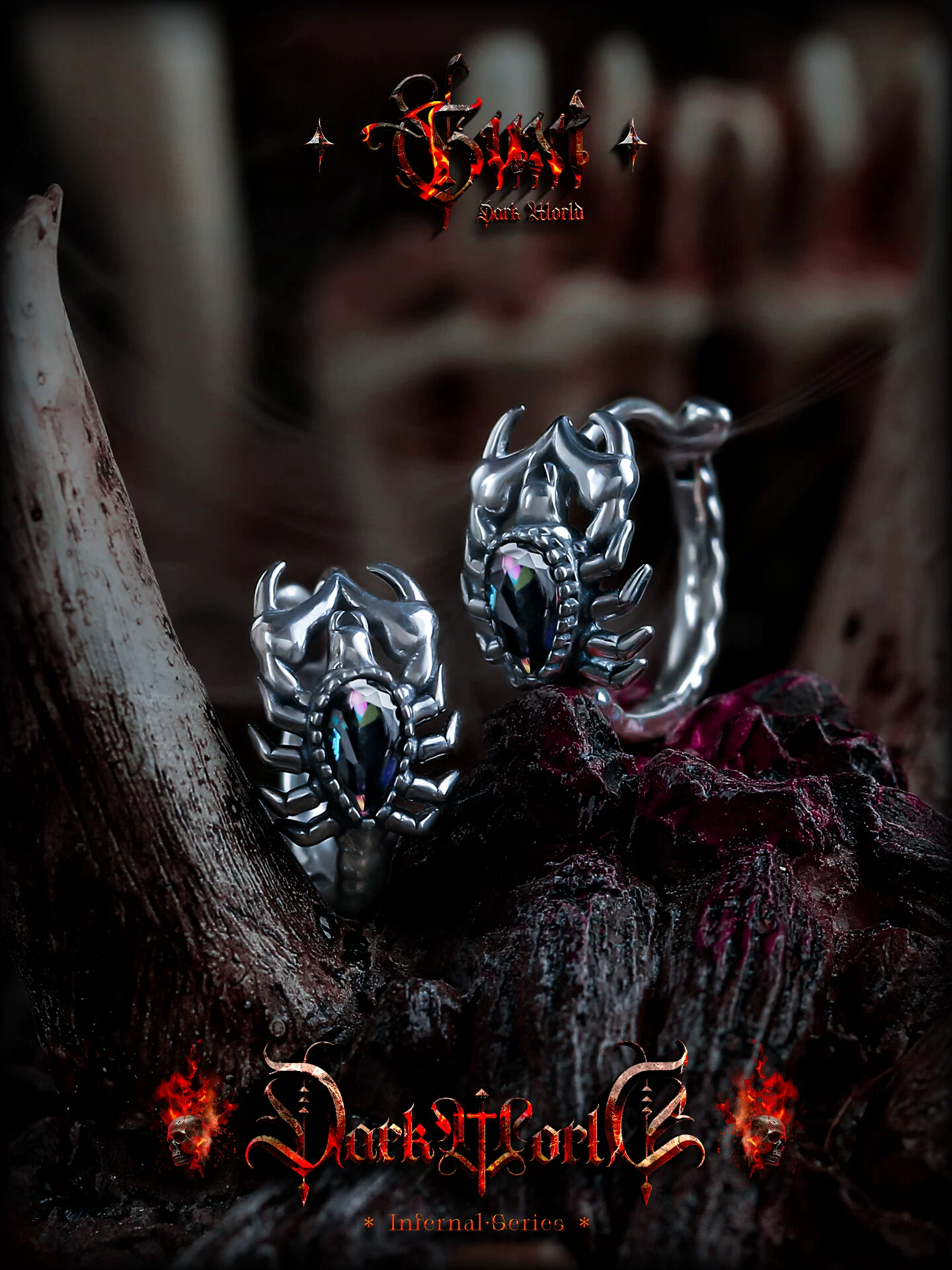 GUXI【毒刃】欧美朋克925银耳钉男个性蝎子耳环复古耳扣小众耳圈