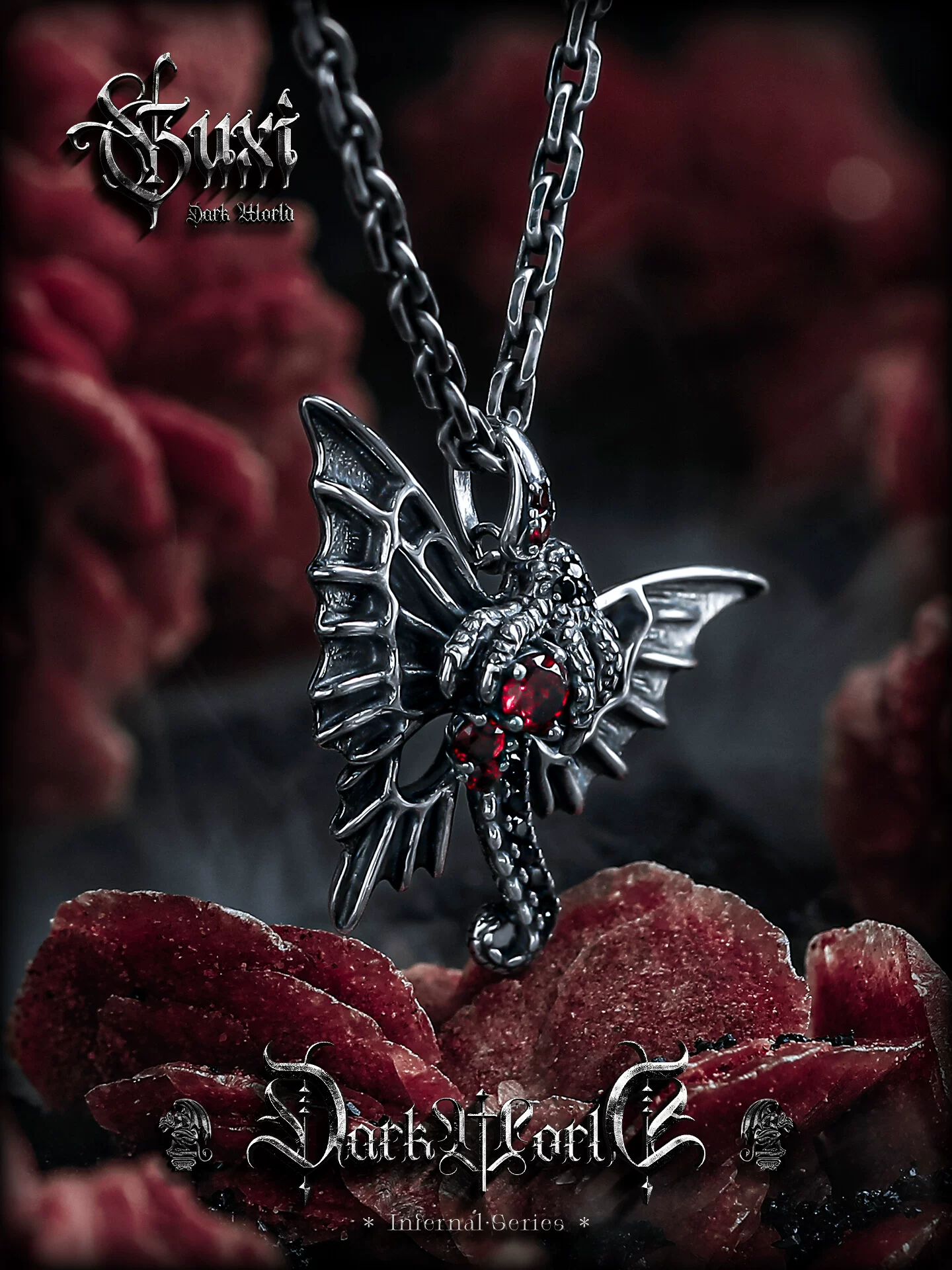 GUXI【魇魔】小众暗黑风复古吊坠925银项链男个性银饰送男友礼物