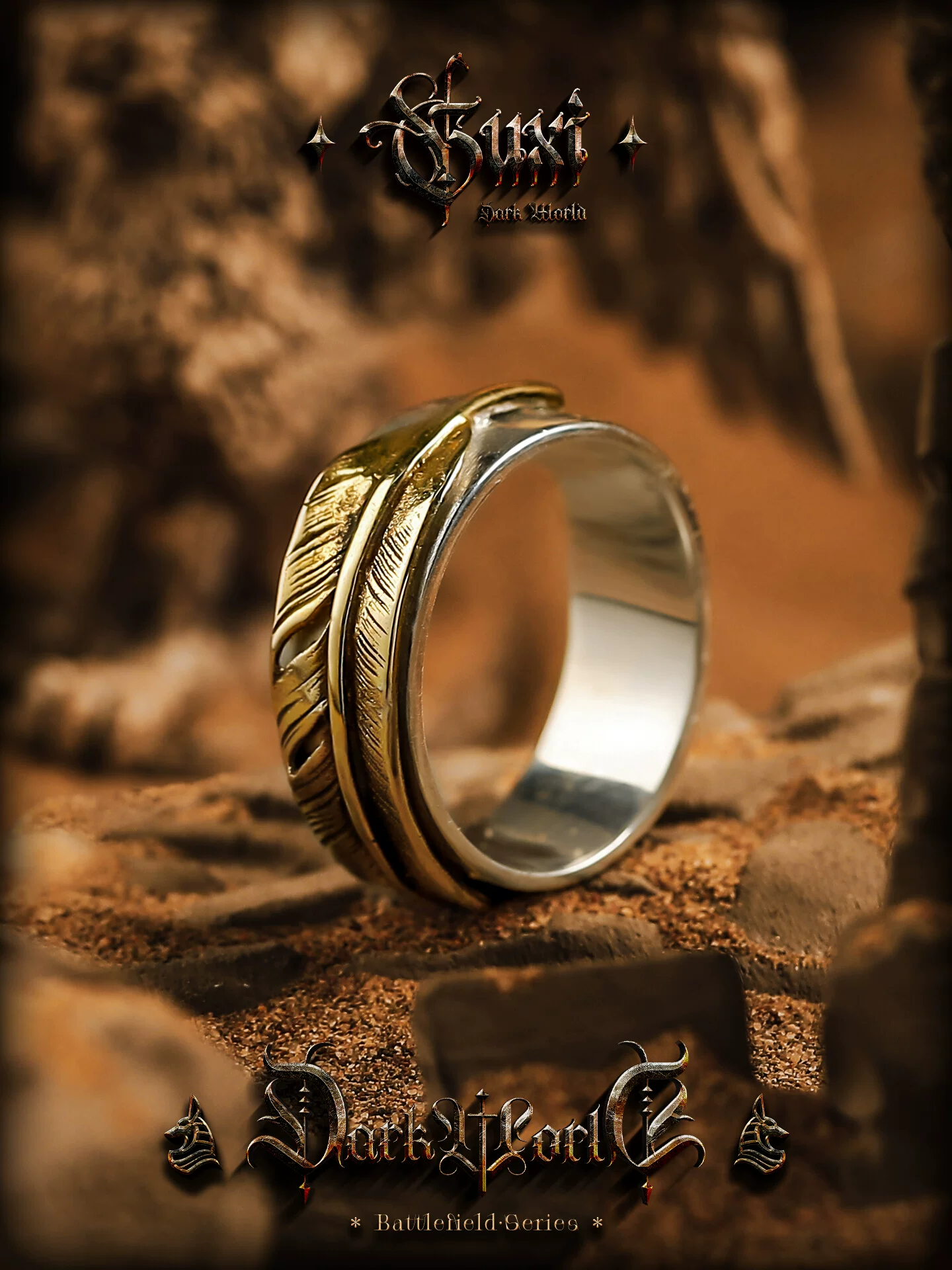 GUXI【飞羽】原创设计复古小众银戒指男生高级感指环个性简约银饰