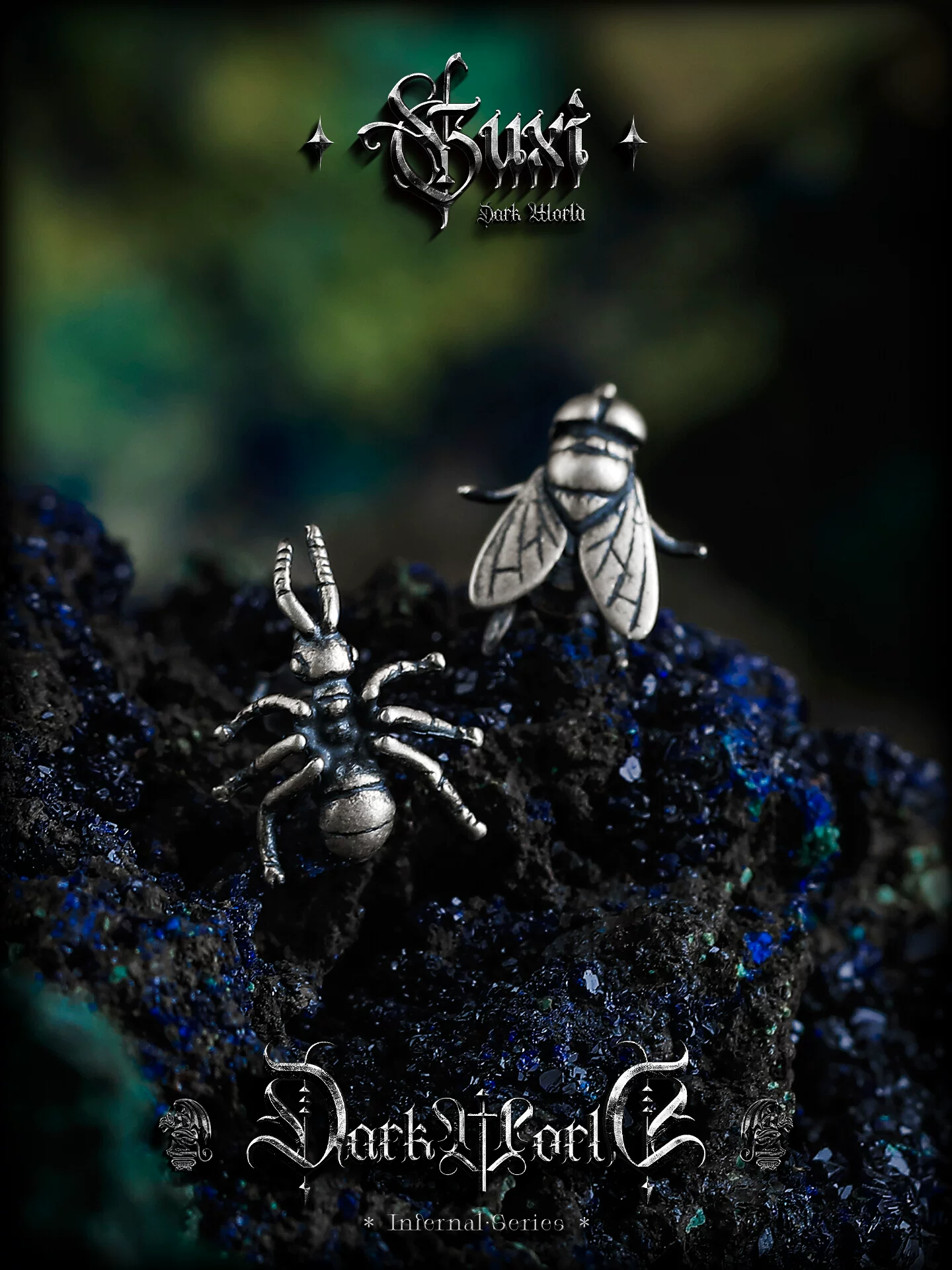 GUXI【潜寂】暗黑风立体昆虫925银耳钉男高级感复古养耳洞耳饰品