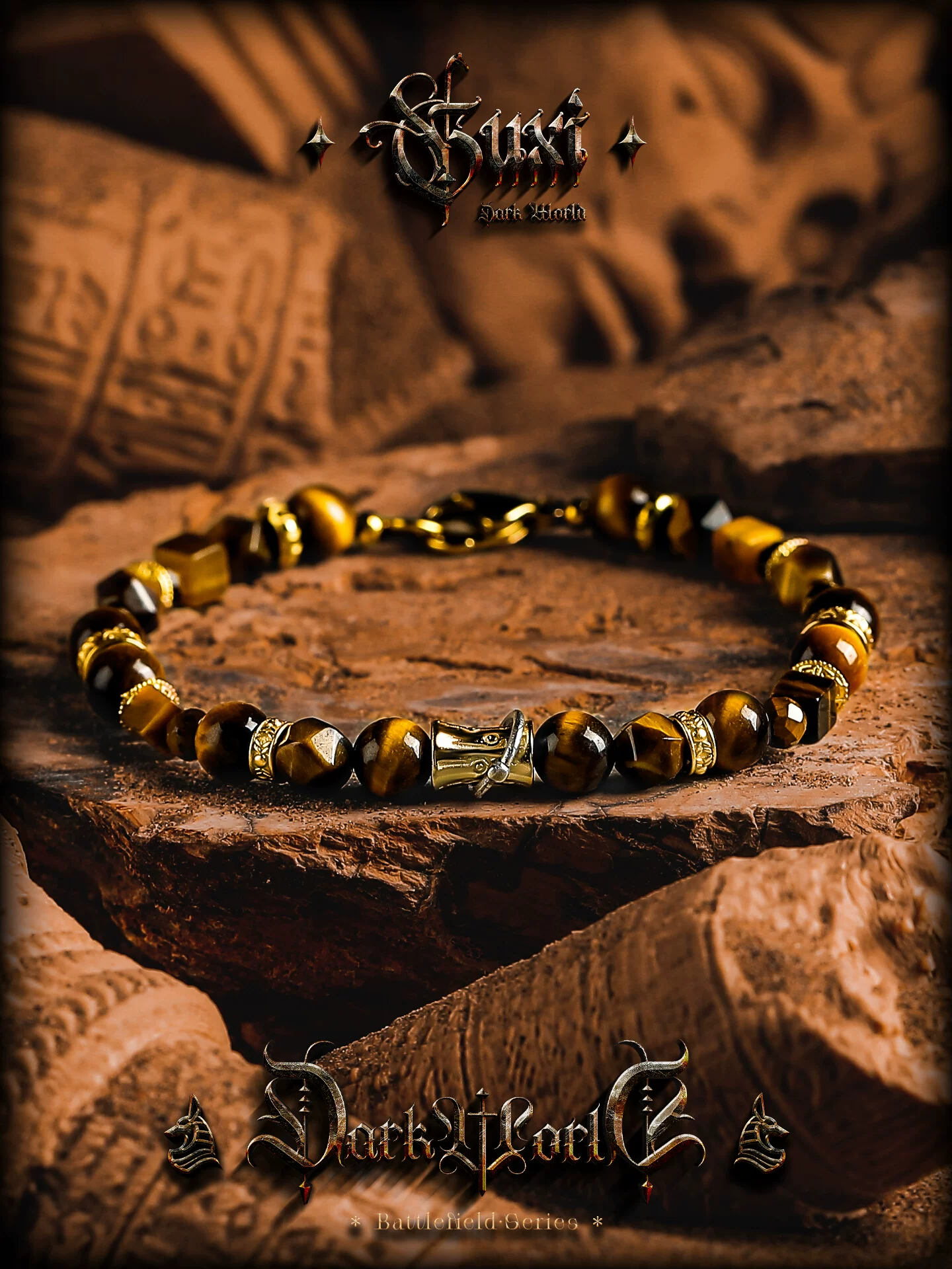 GUXI【戎光】小众设计天然虎眼石手链男高级感手串珠复古生日礼物