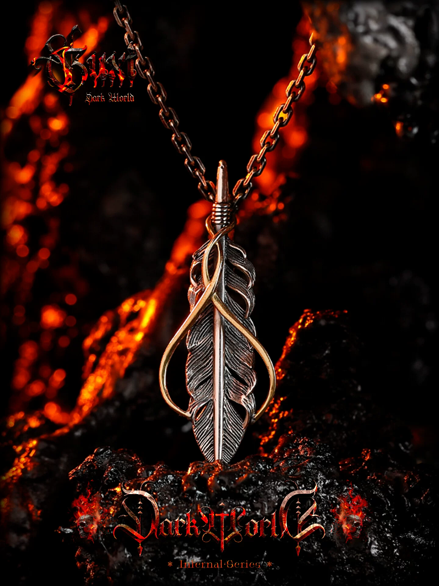 GUXI【涅槃】原创复古羽毛吊坠男925银项链高级感送男友礼物小众