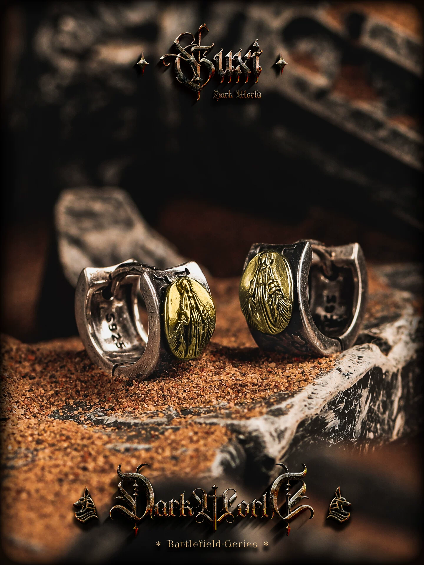 GUXI【蒙尘】欧美复古风银耳环男士小众耳扣女生耳钉个性生日礼物