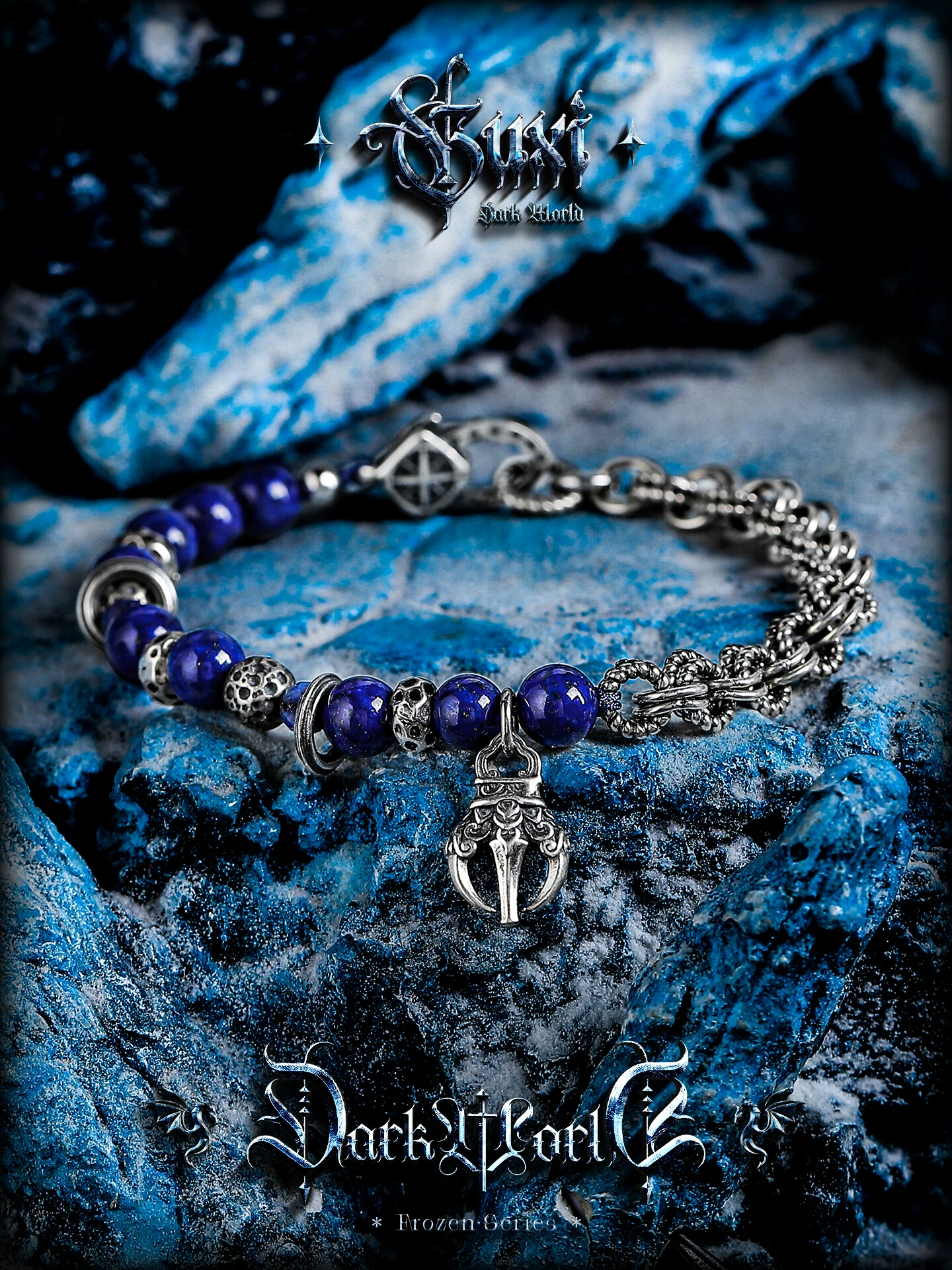 GUXI【使者】帝王蓝青金石手链男情侣手串珠复古小众生日礼物饰品