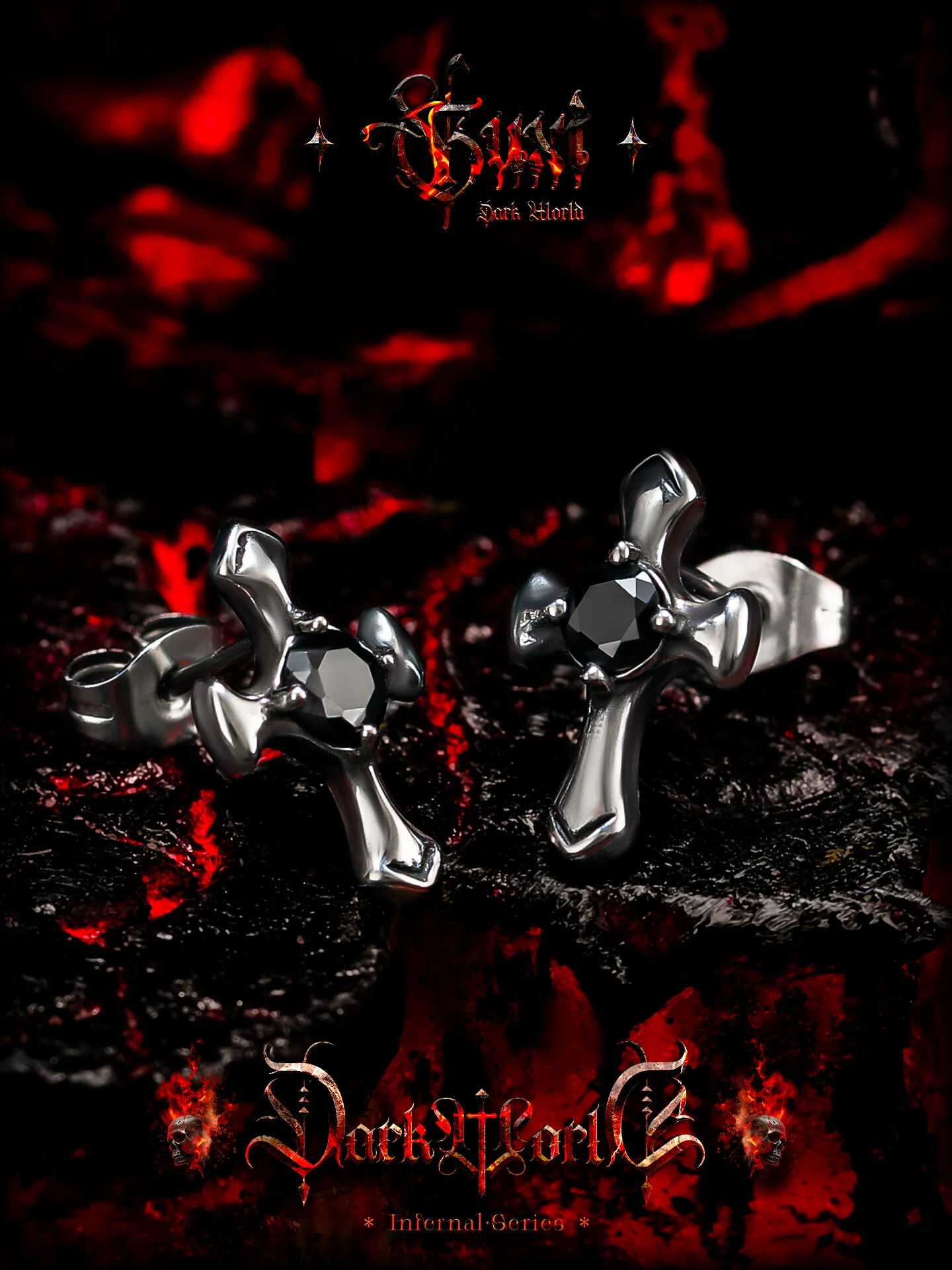 GUXI【影缚】原创设计小众十字架耳钉男高级感简约百搭耳饰冷淡风