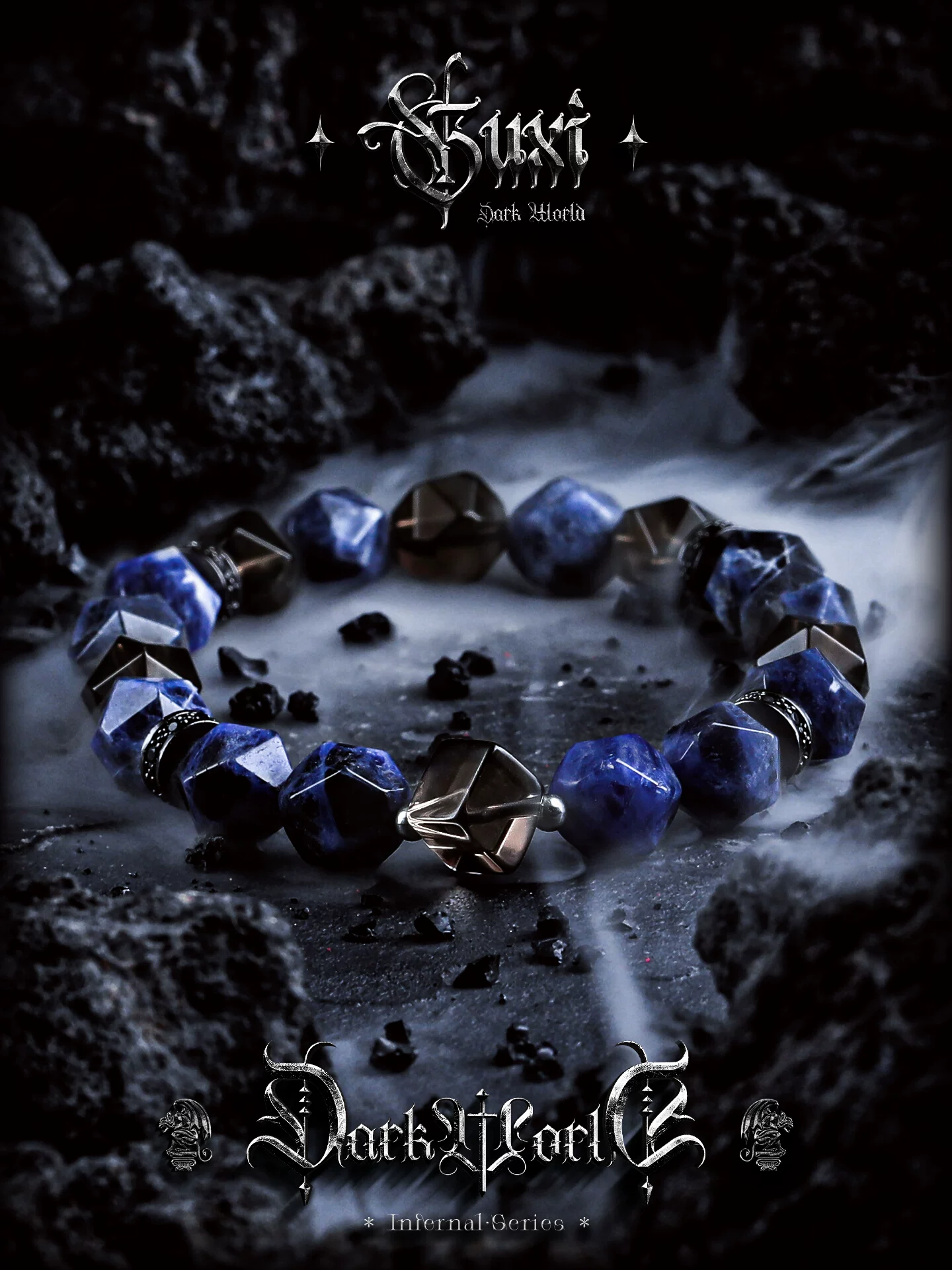 GUXI【深渊凝视】男生珠子手链潮水晶手串高级感原创小众轻奢饰品