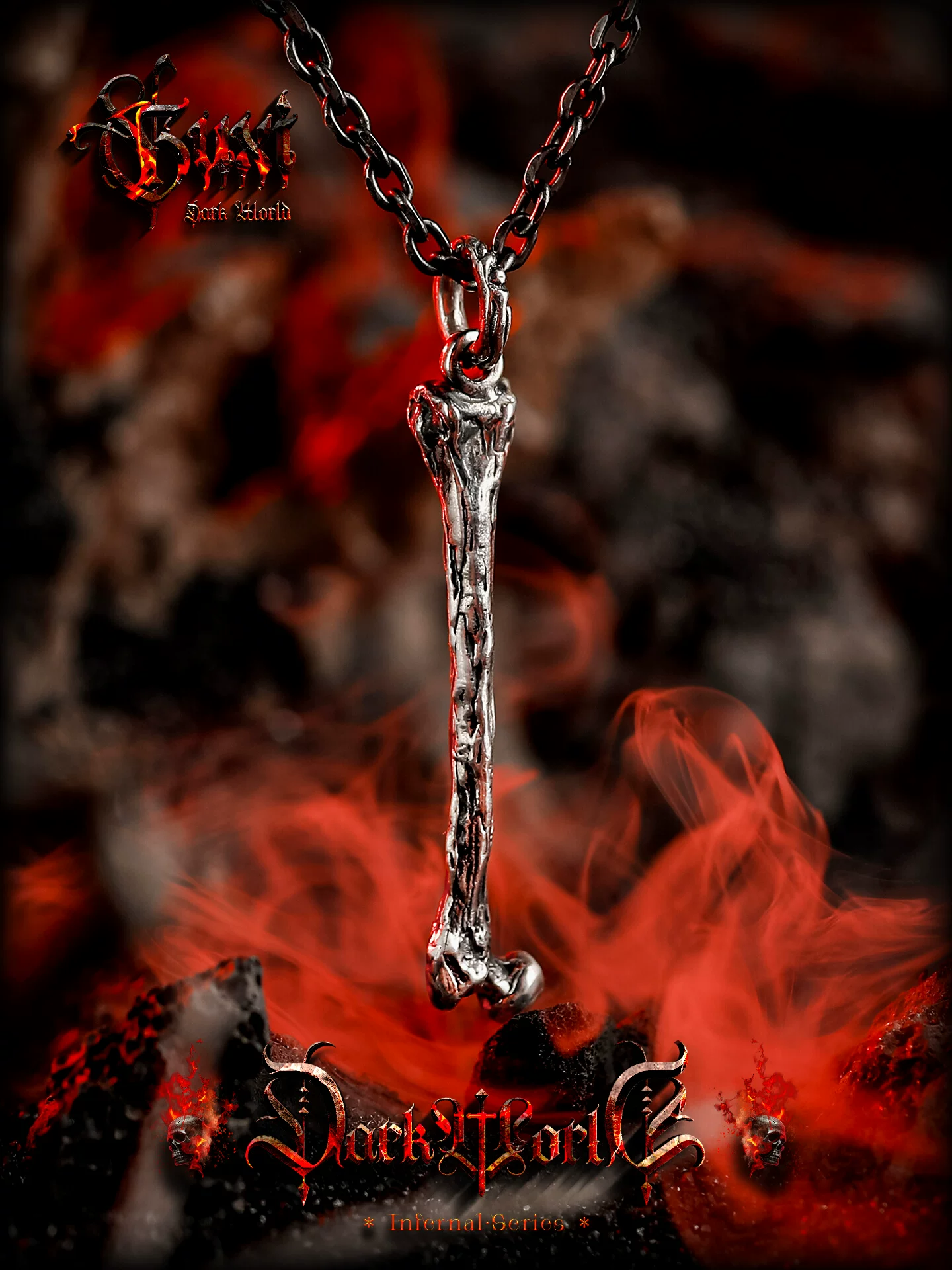 GUXI【枯骨】925银吊坠男高级感小众项链送男友生日礼物个性复古