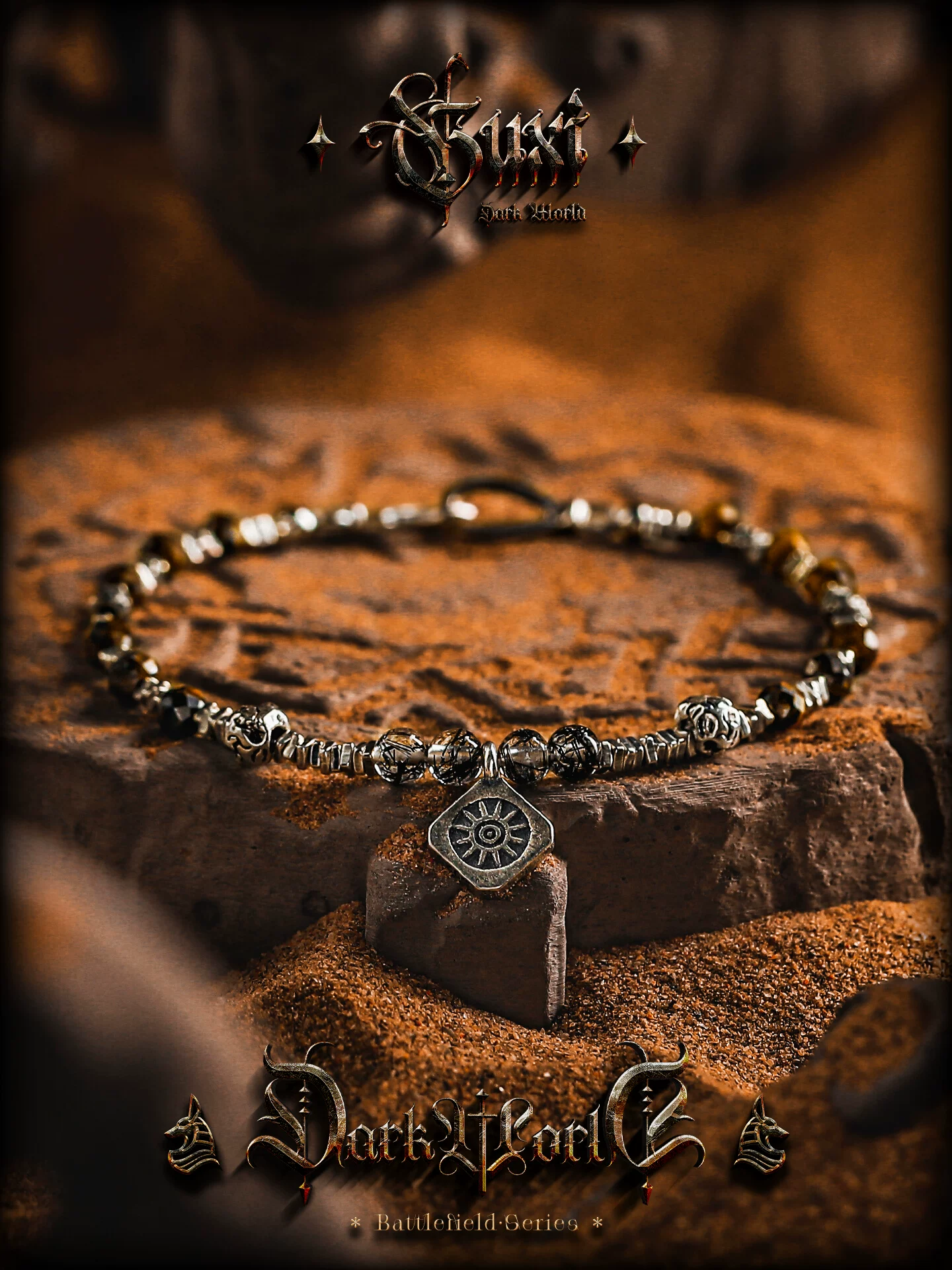 GUXI【光辉】小众虎眼石手链男复古黑发晶手串水晶生日礼物送男友