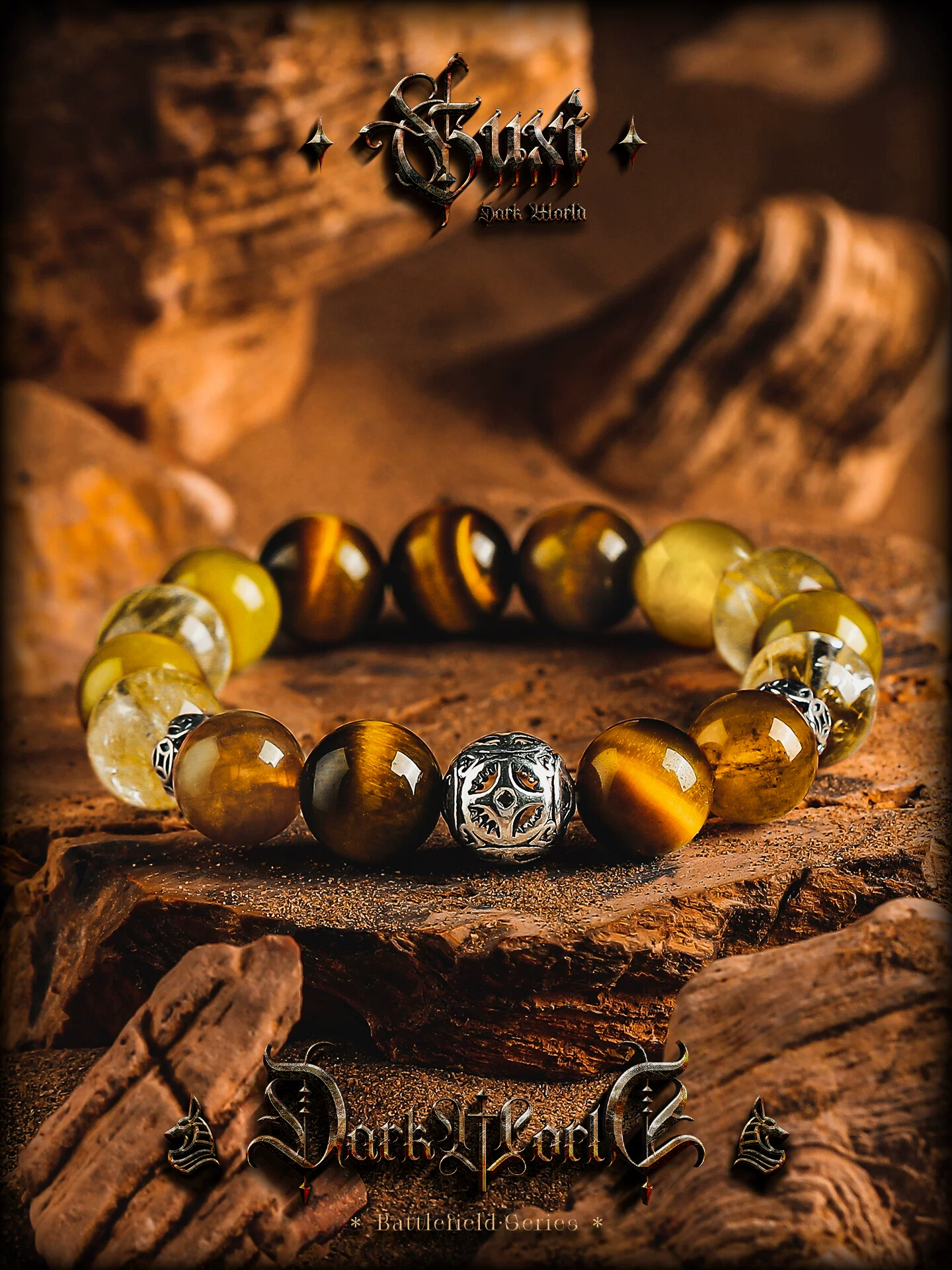 GUXI【玄曜之境】闪电纹虎眼石手链男高级感金发晶手串安德森水晶