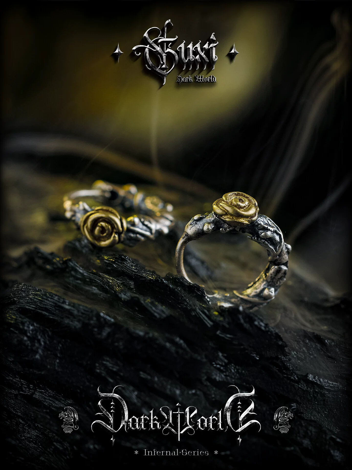 GUXI【暗夜玫瑰】复古小众925银耳环男高级感养耳洞耳饰朋克耳圈