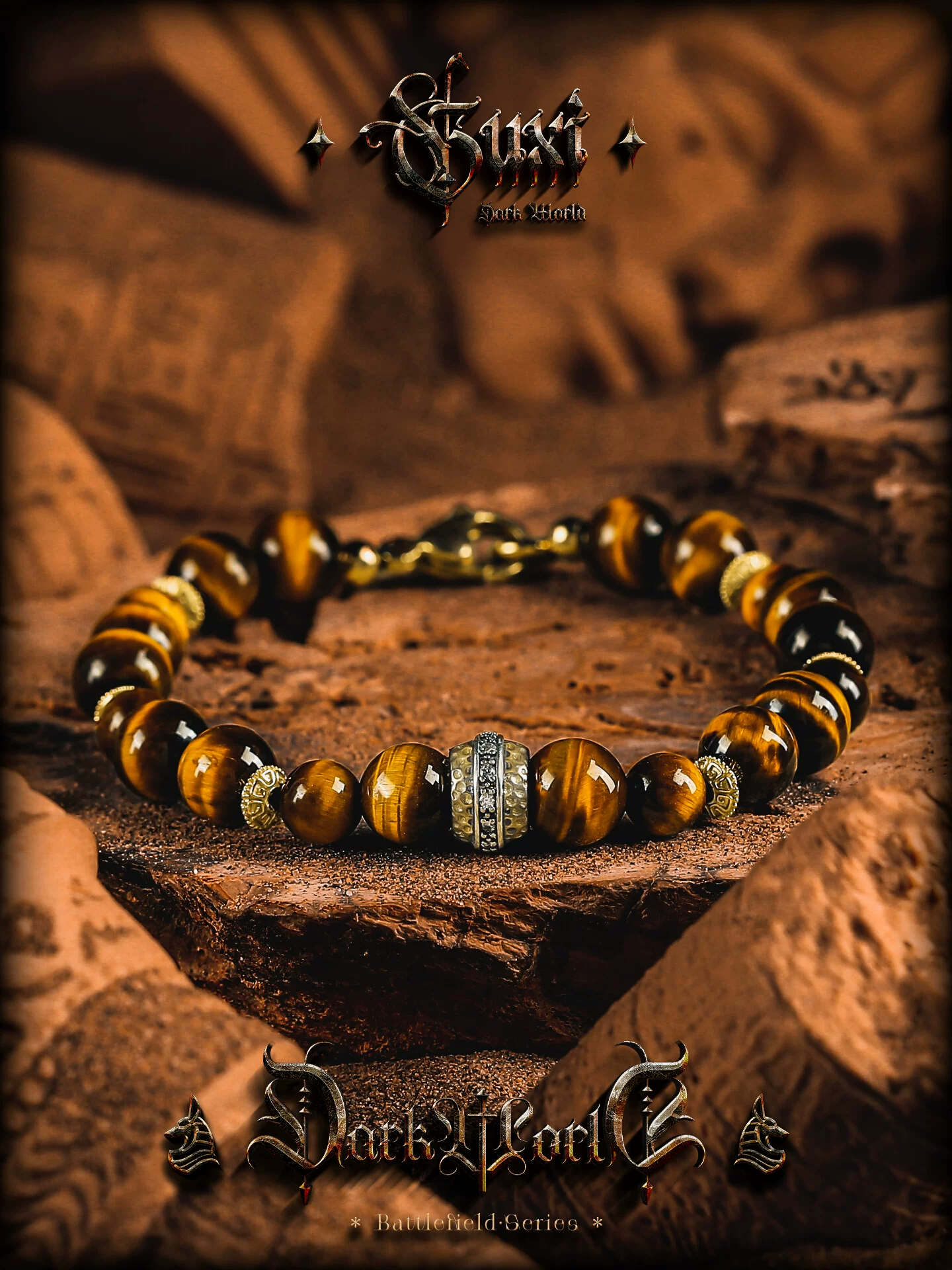 GUXI【光漠】天然闪电纹虎眼石手链男高级感轻奢手串珠送男友礼物