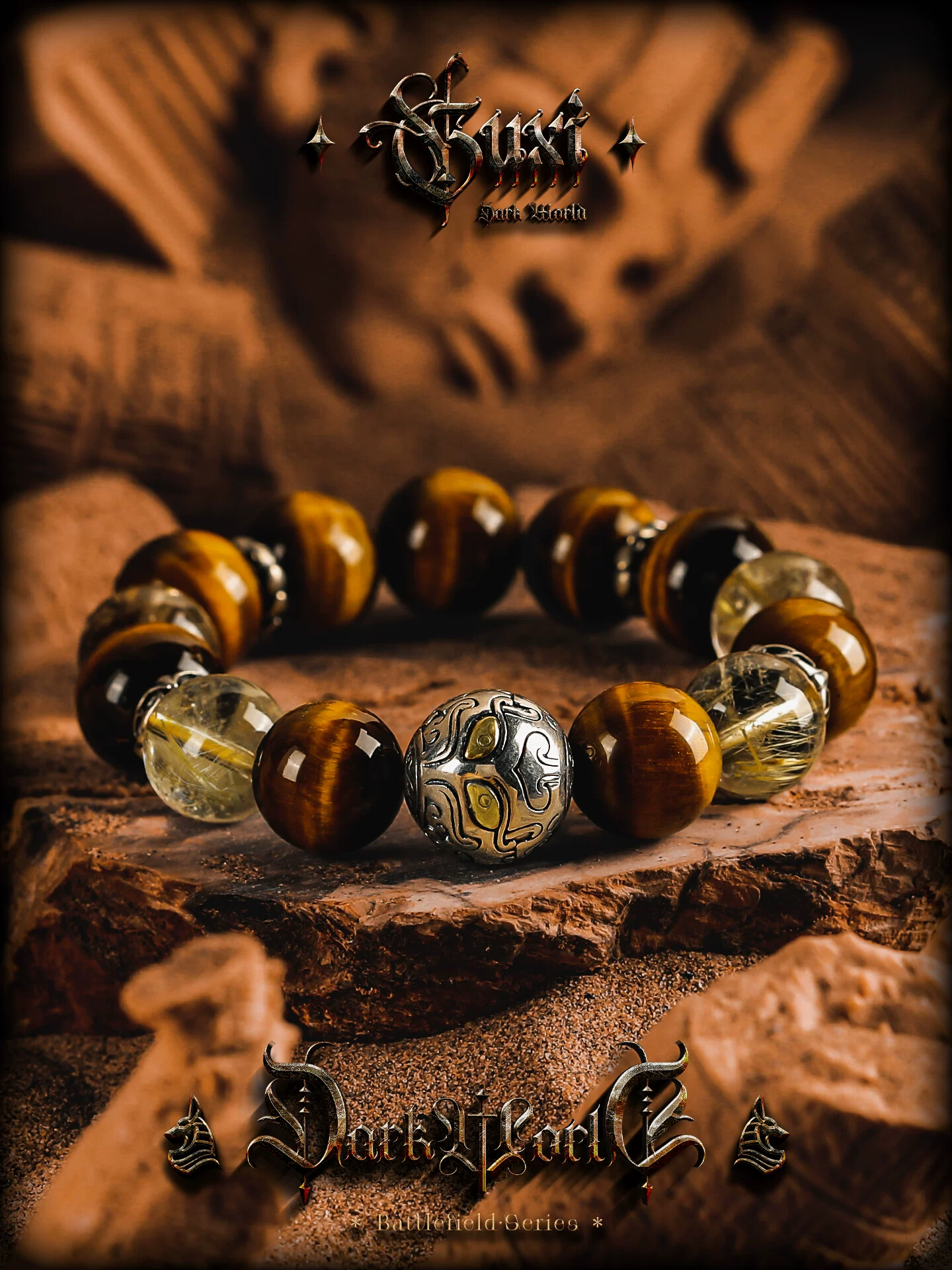 GUXI【啸金】天然虎眼石手链男金发晶手串高级感轻奢生日礼物新年