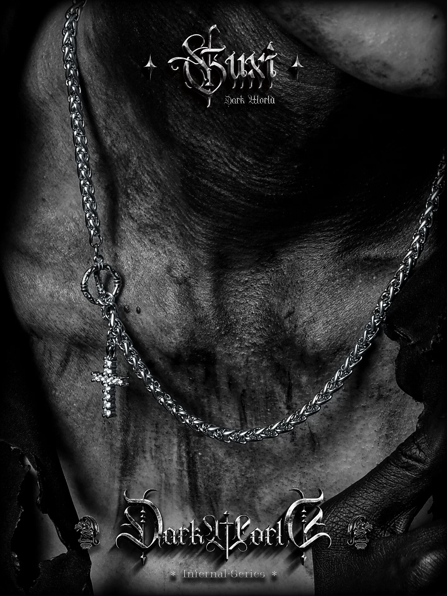 GUXI【宿命】原创小众设计钛钢十字架项链男生个性百搭毛衣链饰品