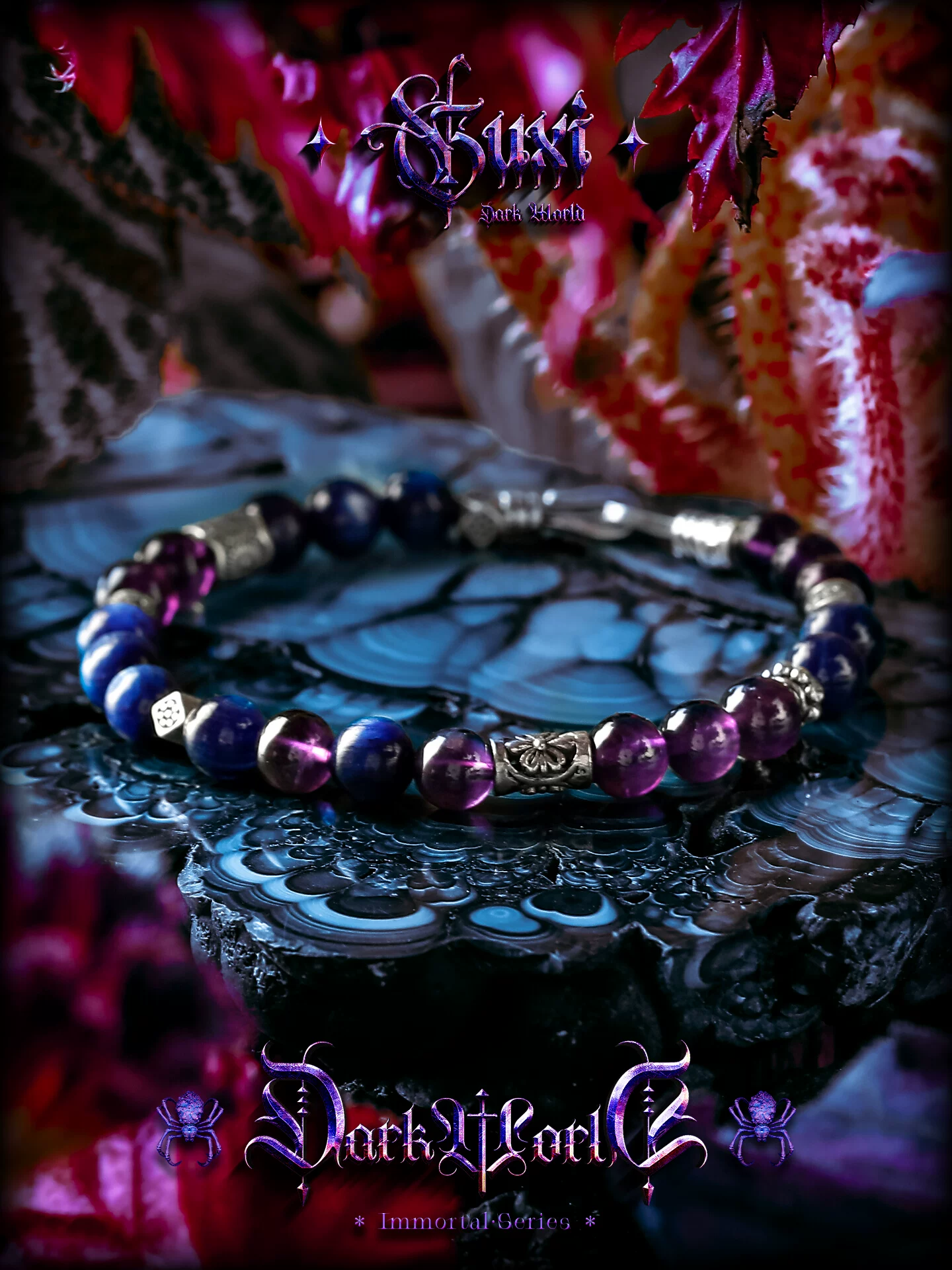 GUXI【秘境】复古紫水晶手链男高级感小众珠子手串送男友生日礼物